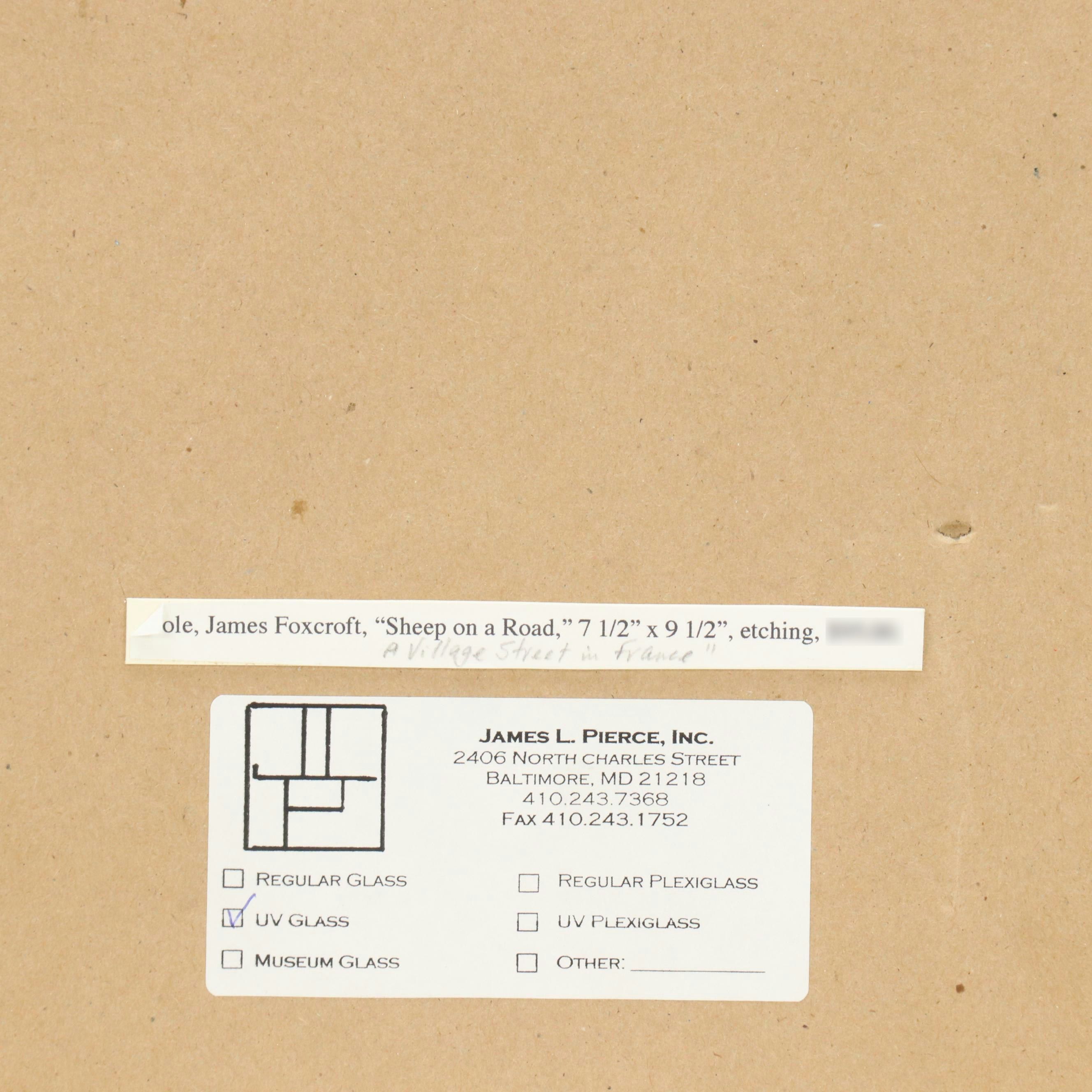 Joseph Foxcroft Cole Etching "Village Street in France," Circa 1866