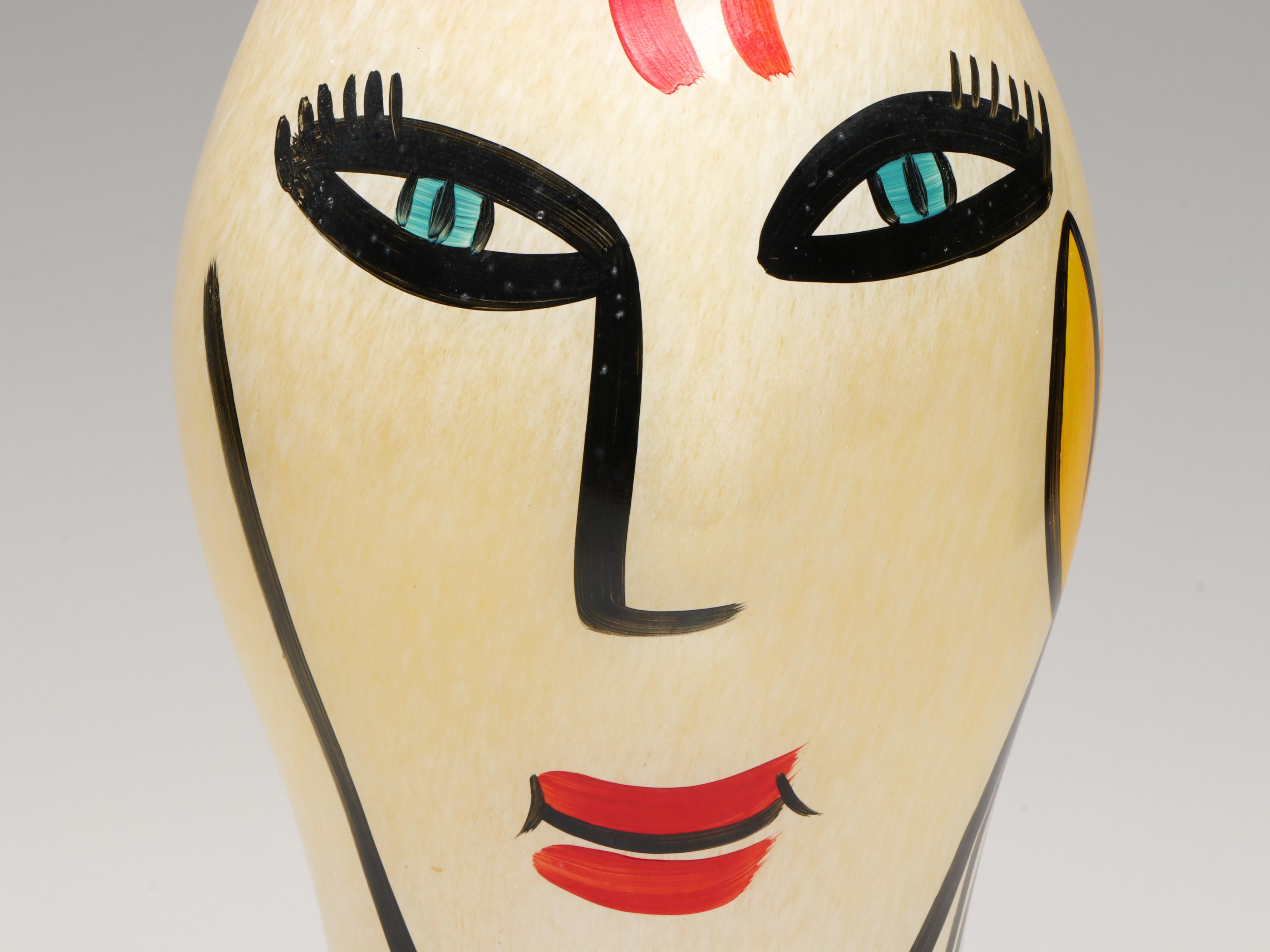 Kosta Boda "Open Minds" Hand-Painted Glass Vase