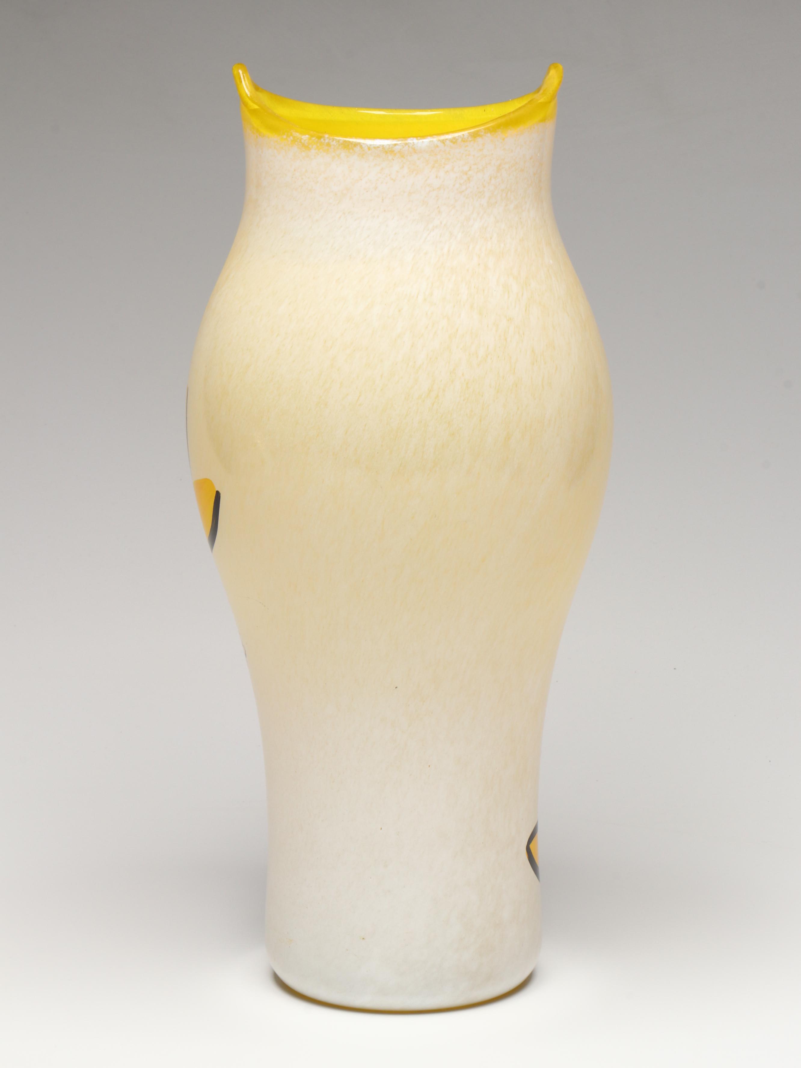 Kosta Boda "Open Minds" Hand-Painted Glass Vase