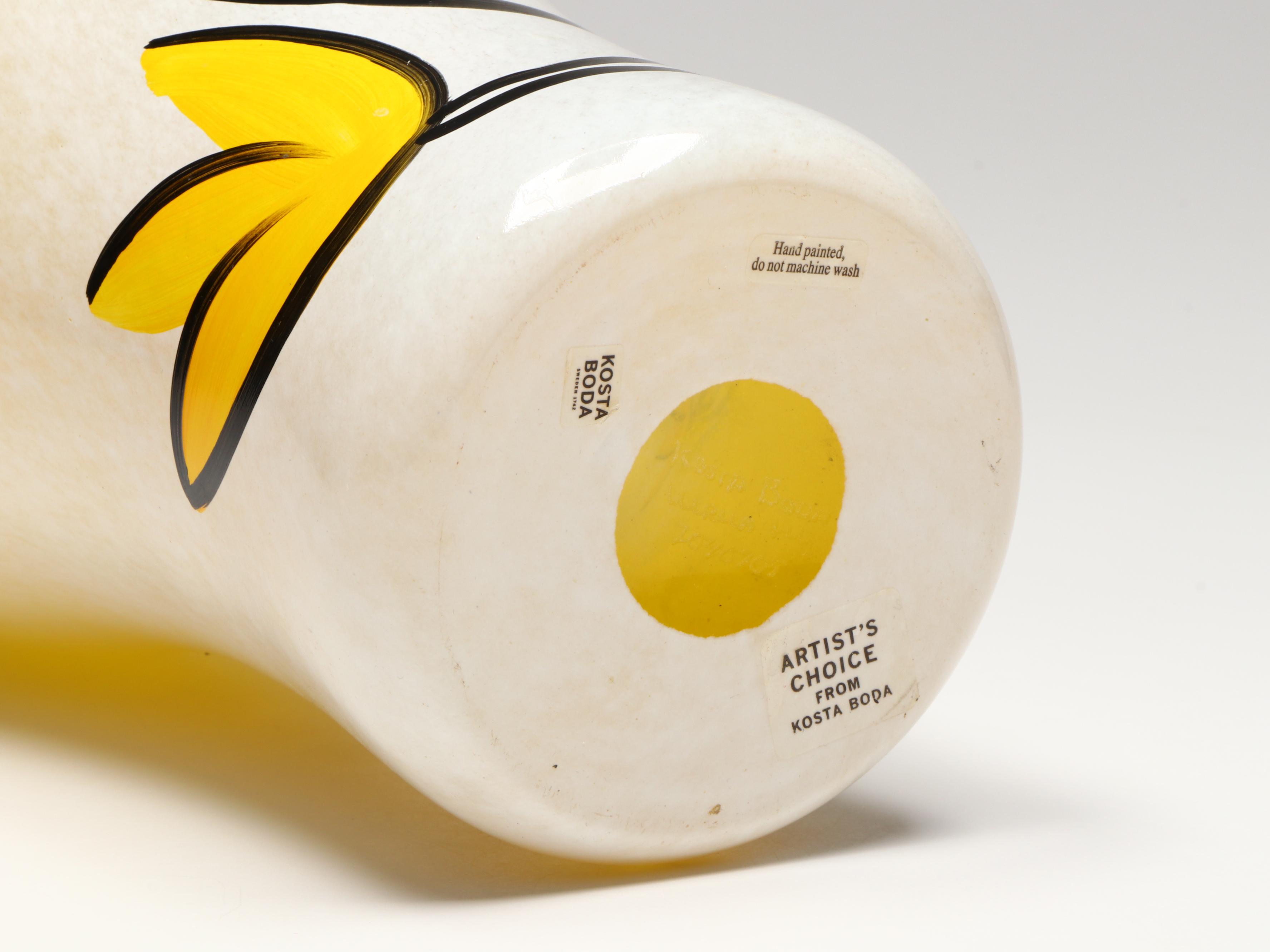 Kosta Boda "Open Minds" Hand-Painted Glass Vase