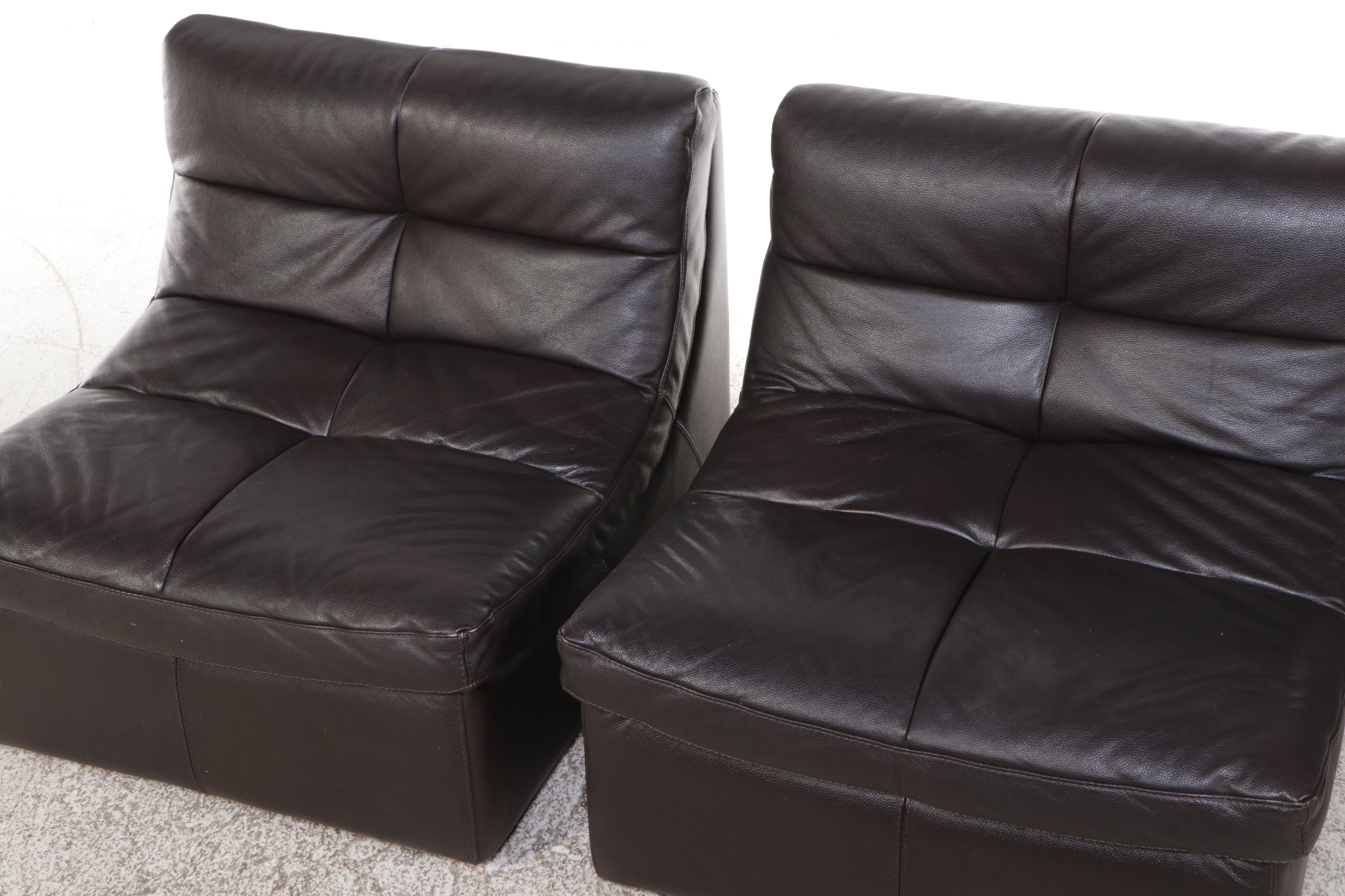 Chateau D'Ax Faux Leather Lounge Chairs with Ottoman