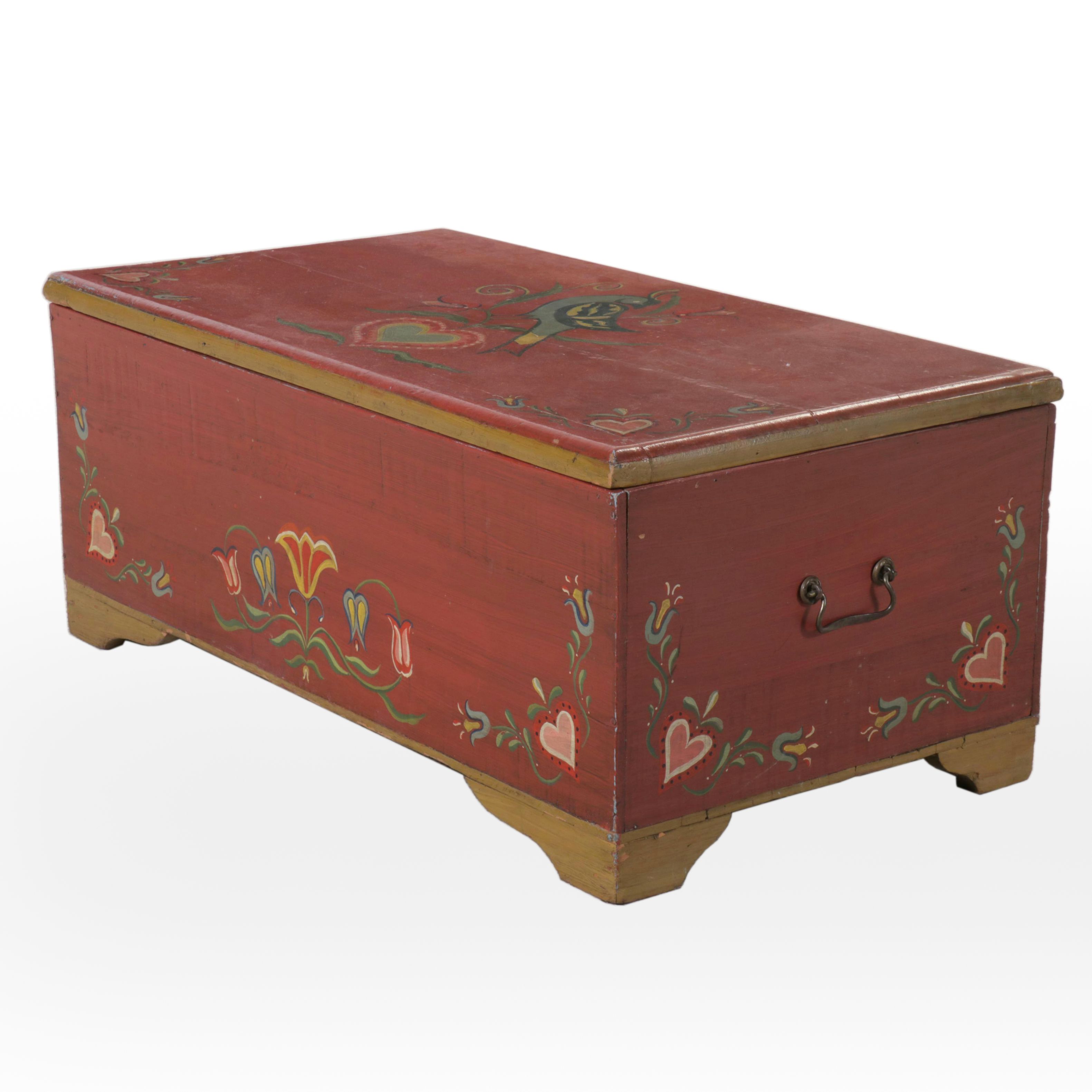 Folk Art Style Painted Chest