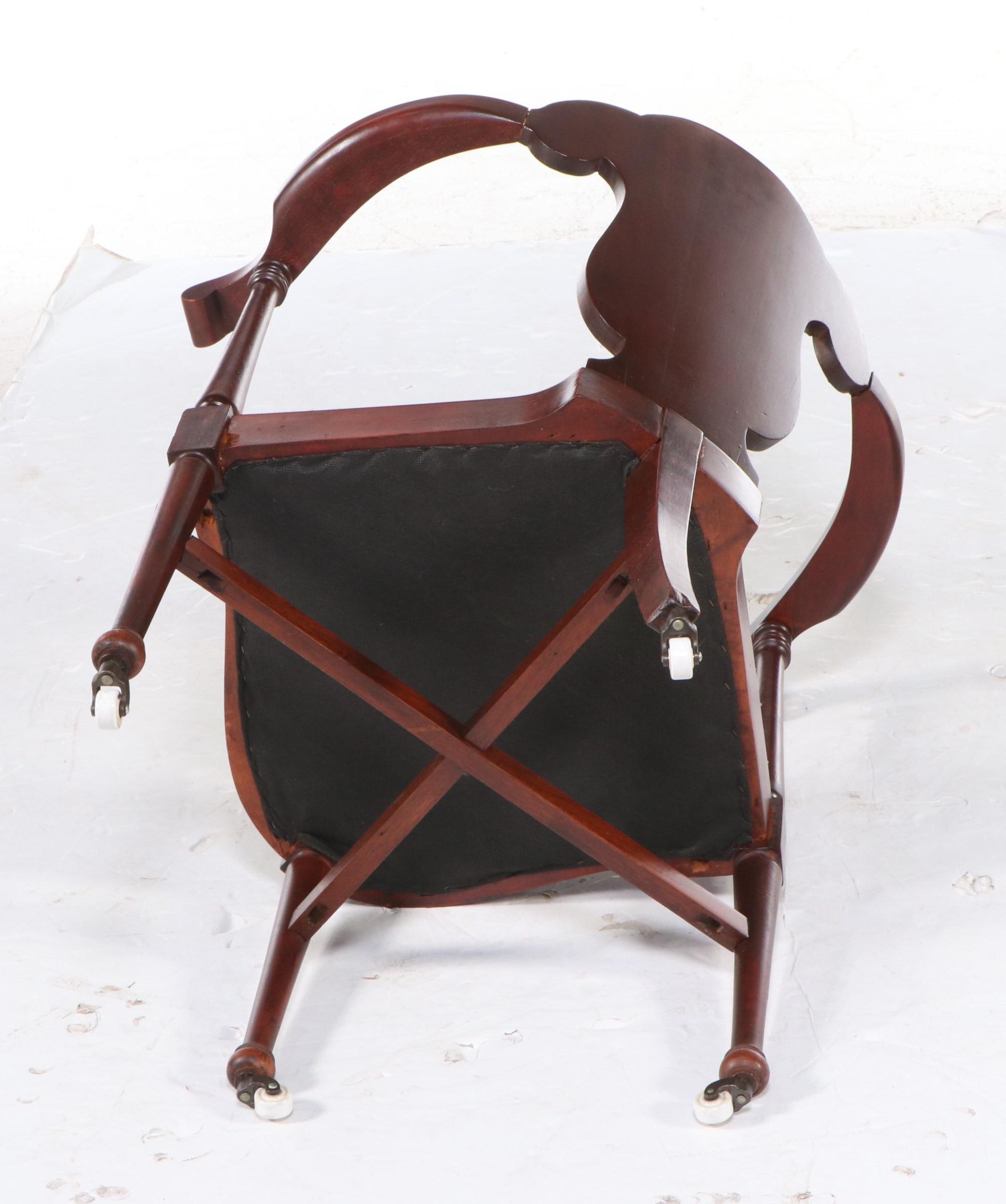 Late Victorian Mahogany Corner Chair with Footstools