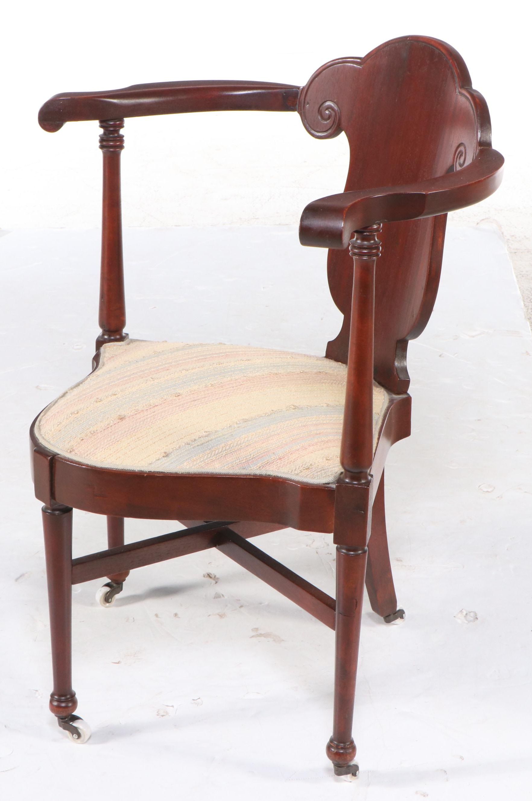 Late Victorian Mahogany Corner Chair with Footstools