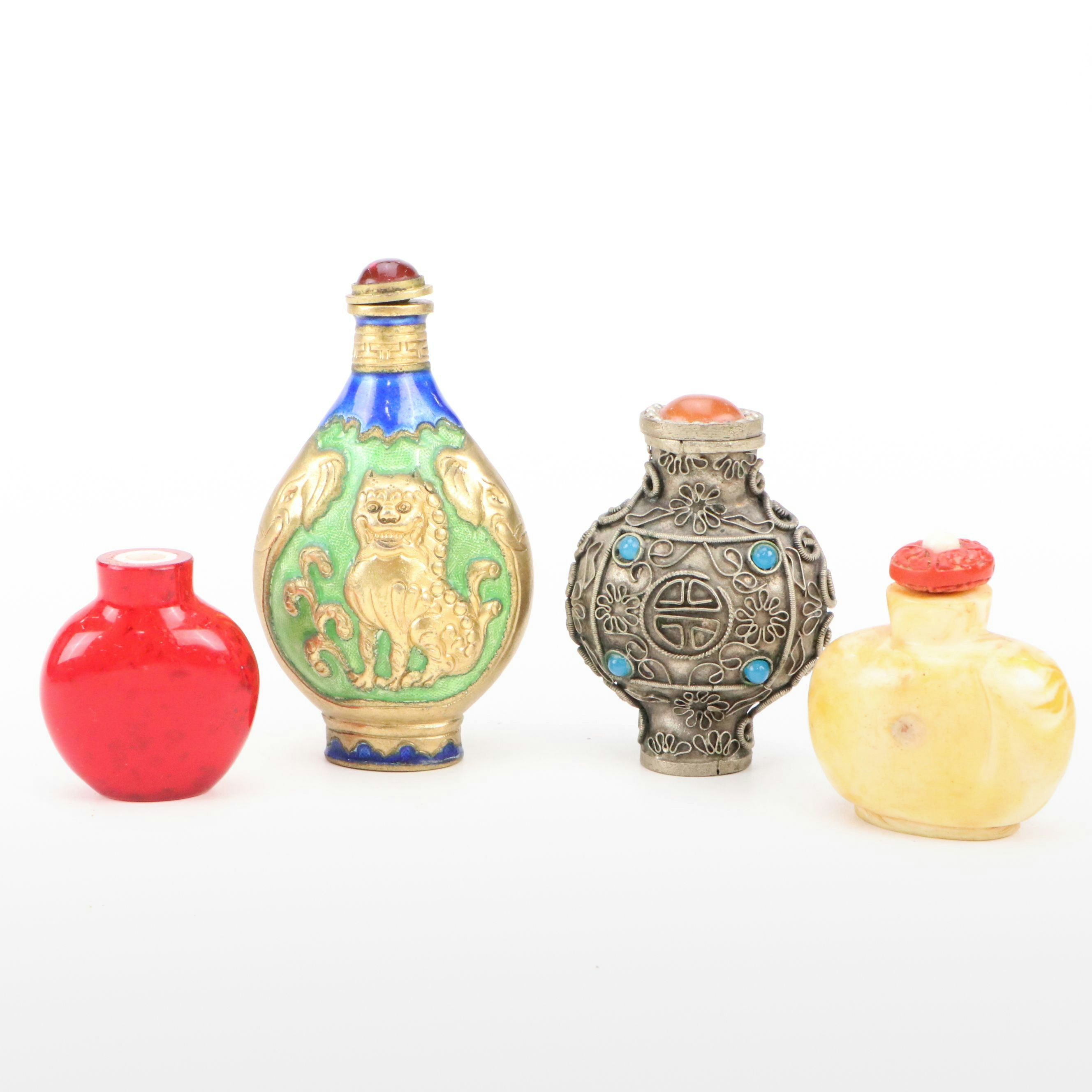 Chinese Case Glass, Metal Wirework and Enameled Snuff Bottles