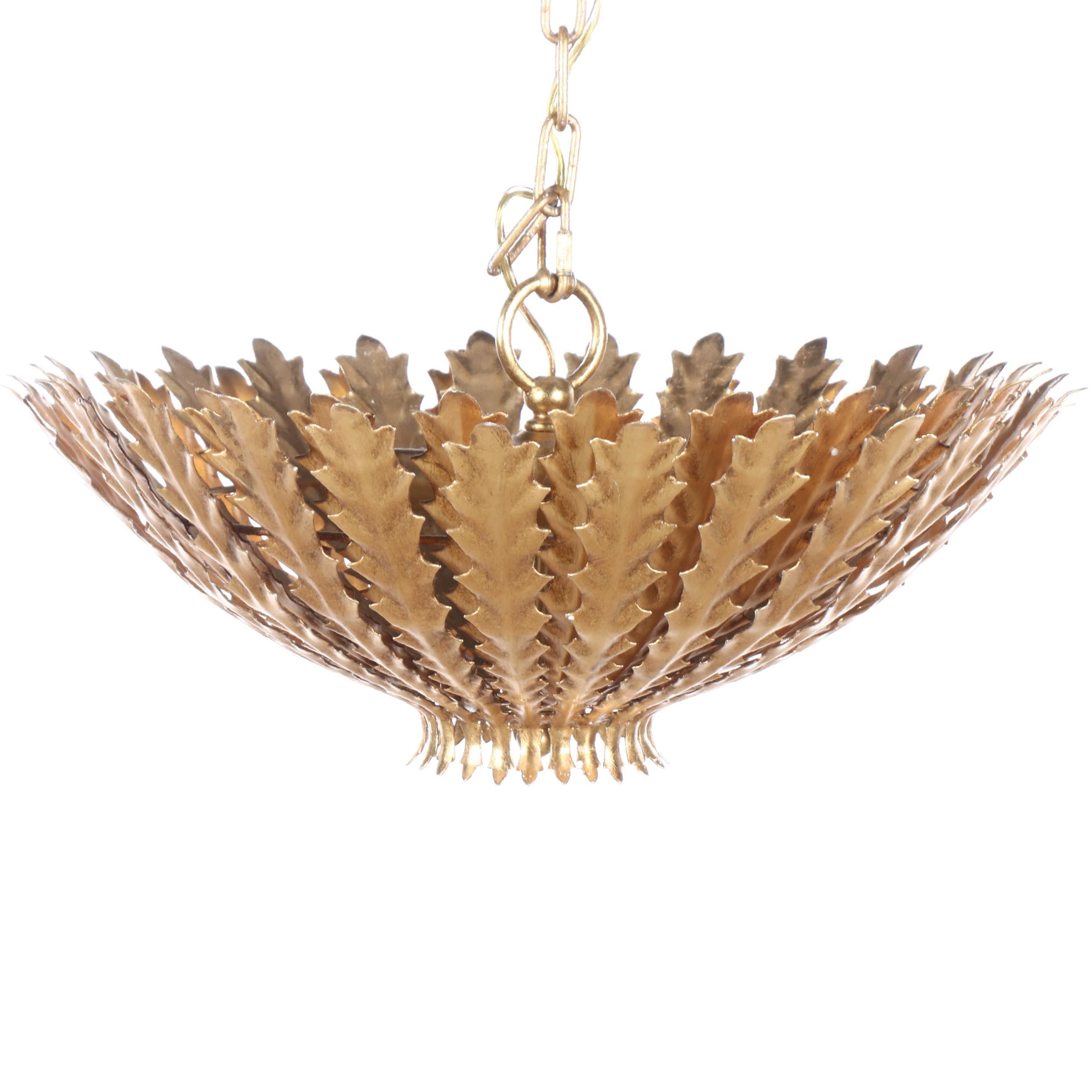 Visual Comfort Gilt Leaf Chandelier