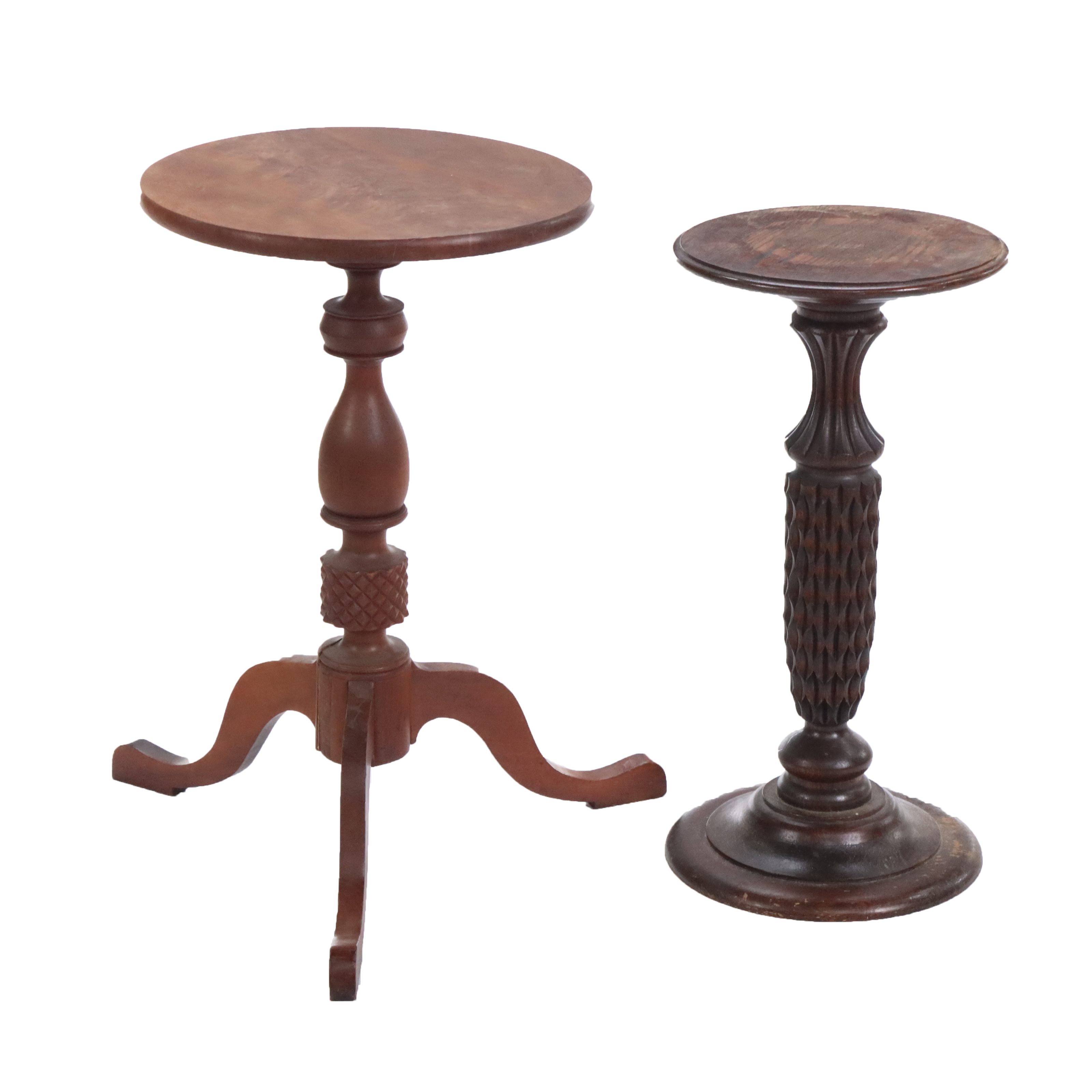 Federal Style Mahogany Candlestand with Carved Oak Stand