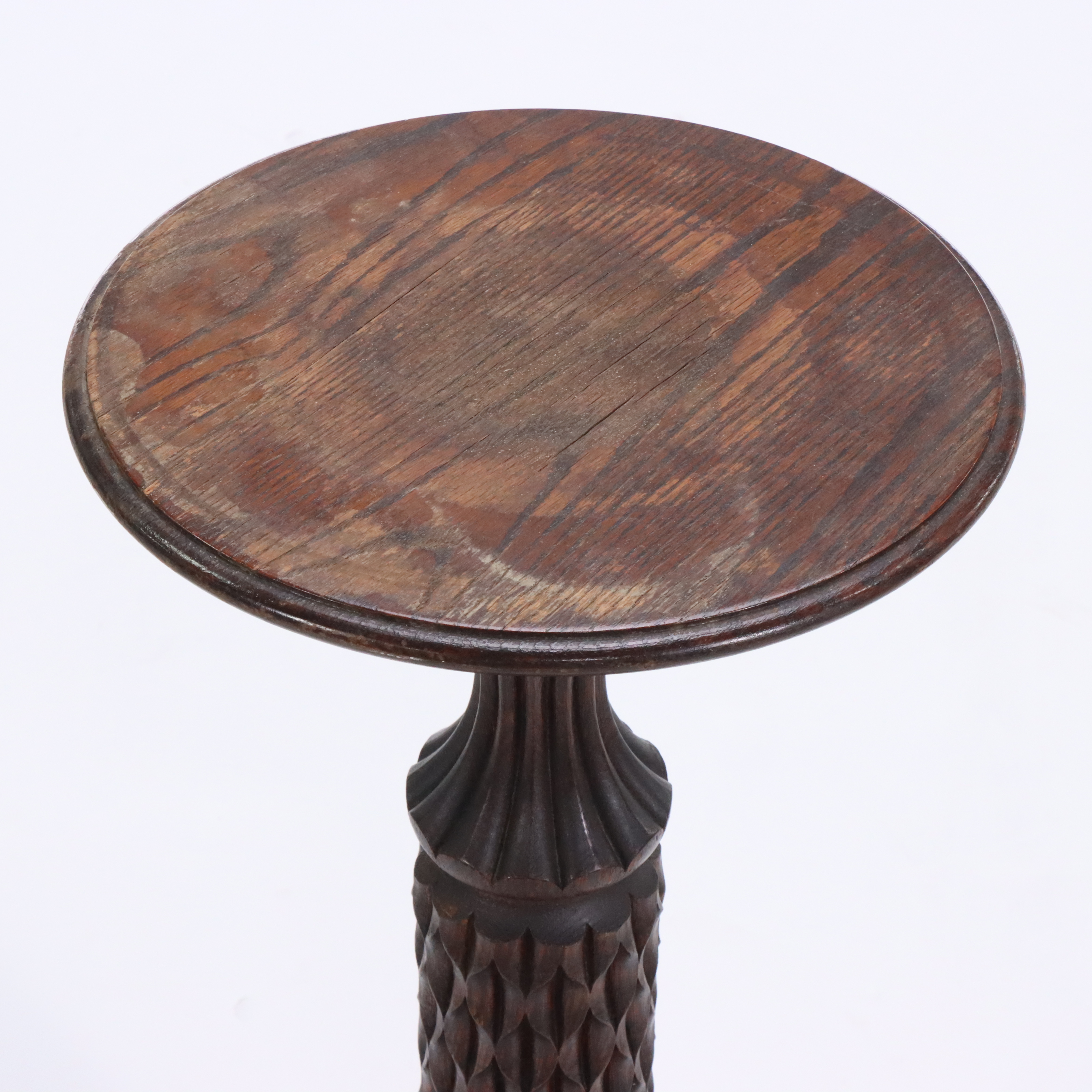 Federal Style Mahogany Candlestand with Carved Oak Stand