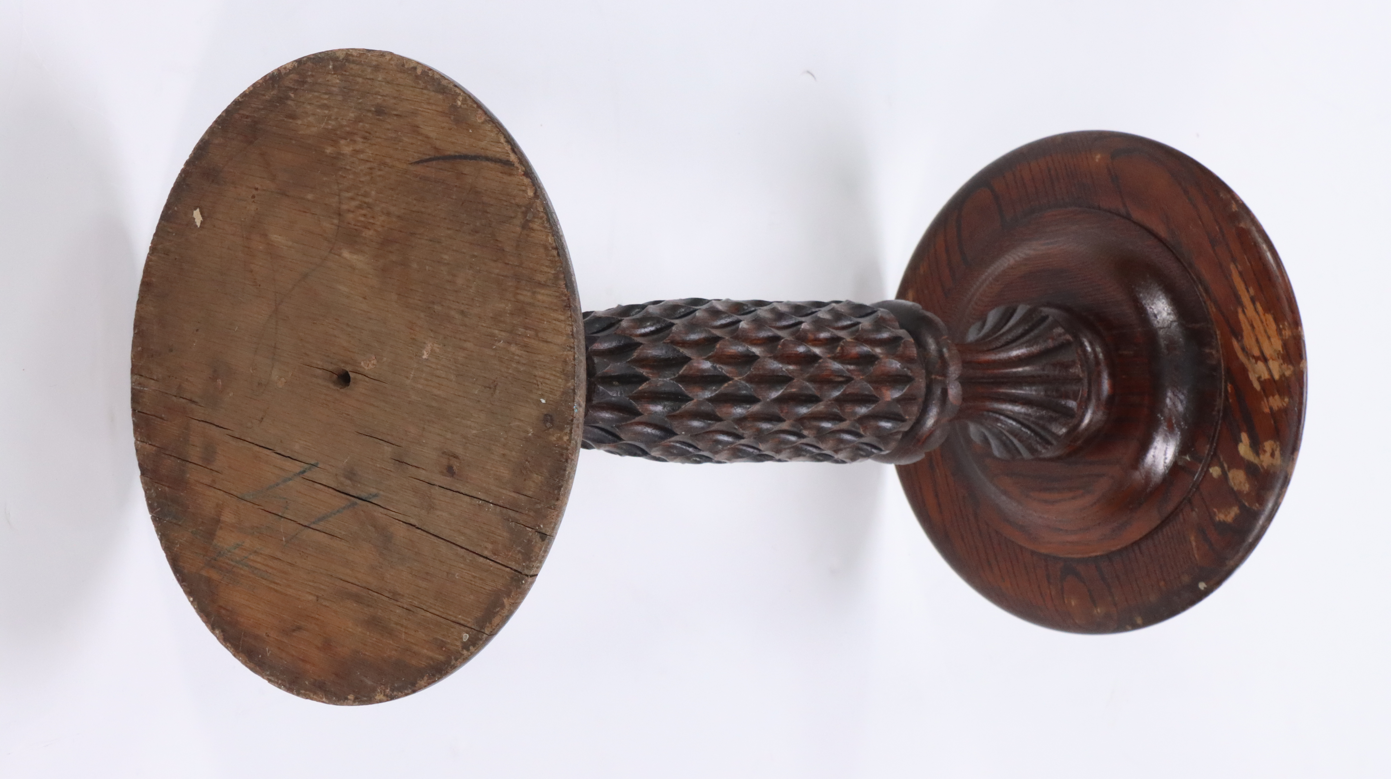 Federal Style Mahogany Candlestand with Carved Oak Stand