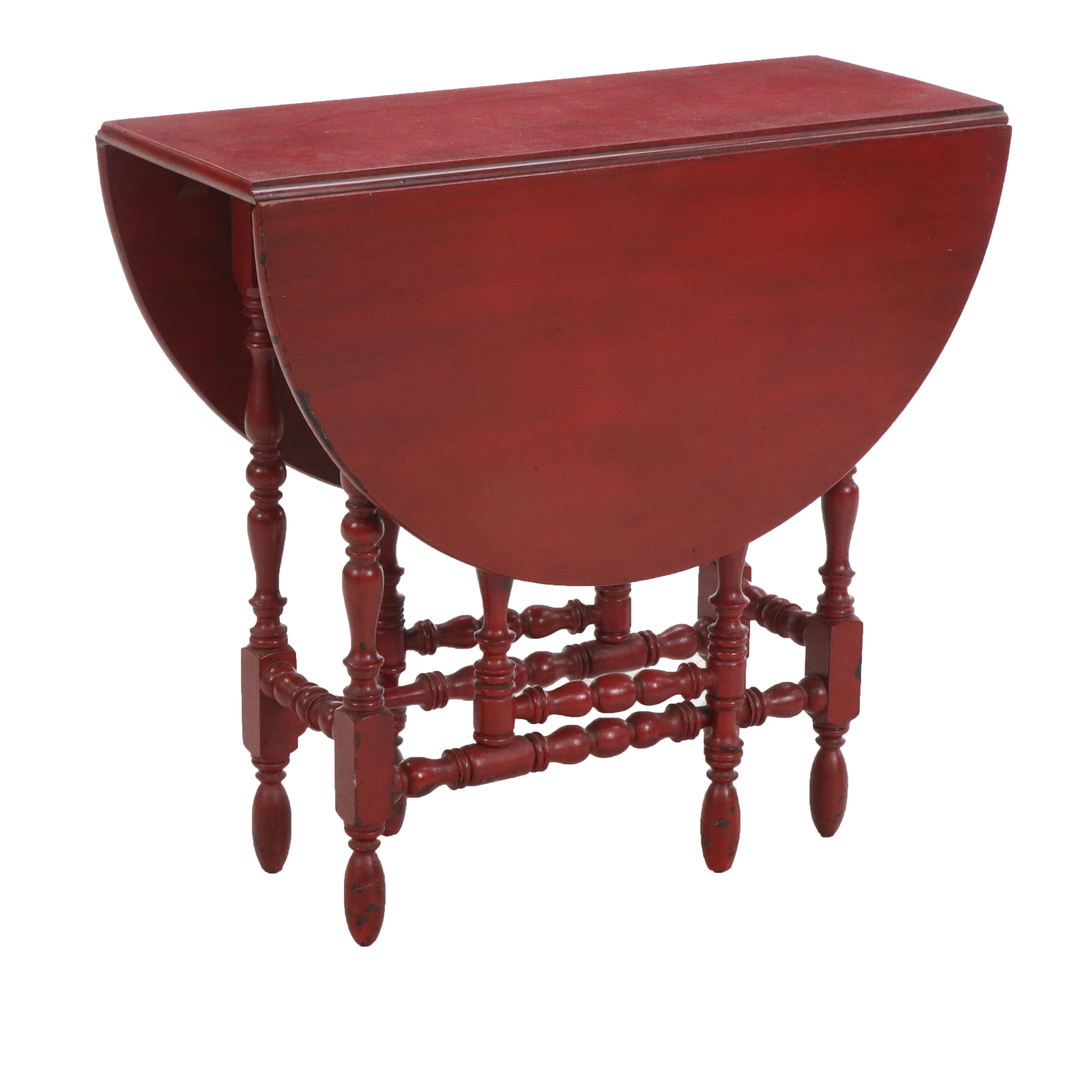 Victorian Red Painted Wood Drop Leaf Table
