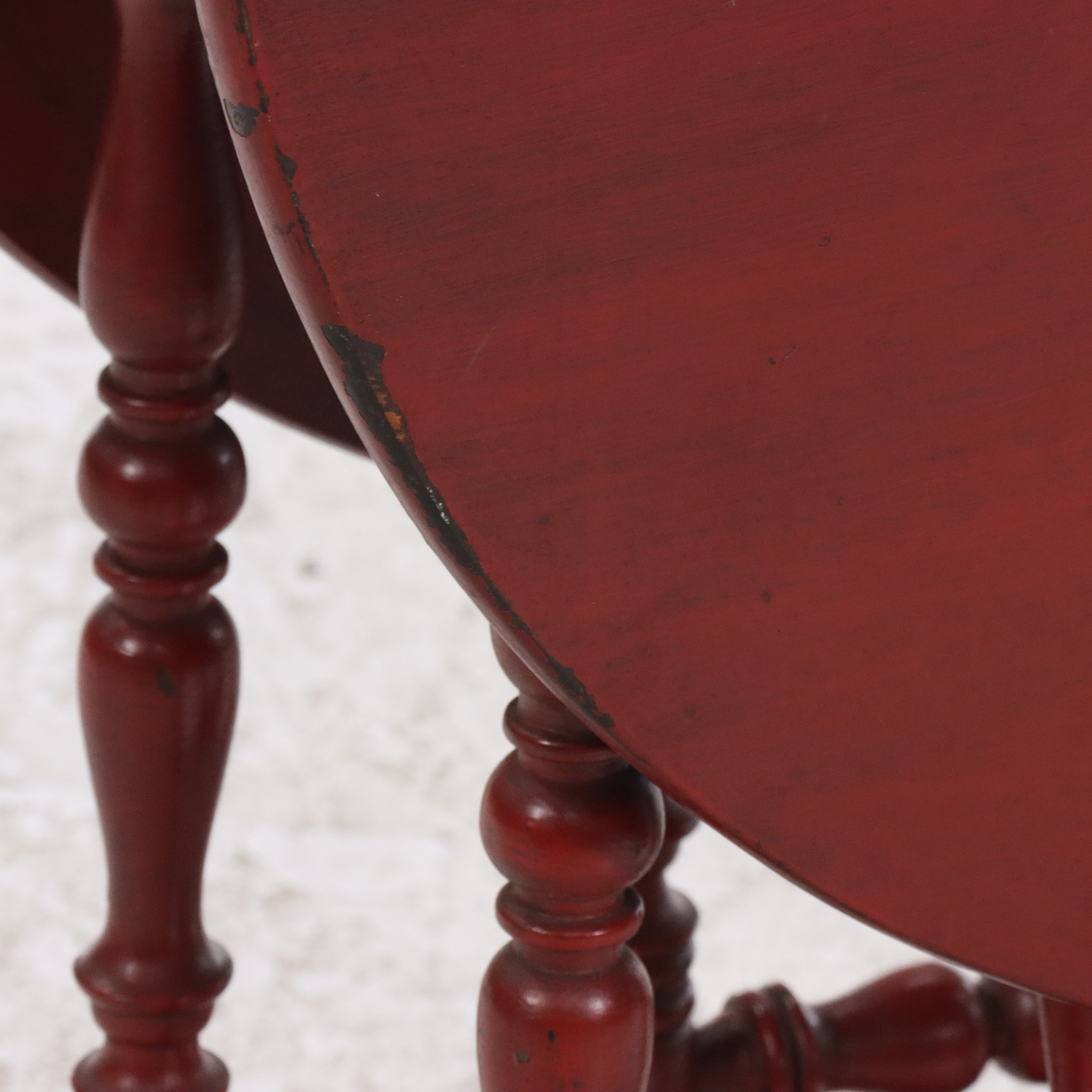 Victorian Red Painted Wood Drop Leaf Table
