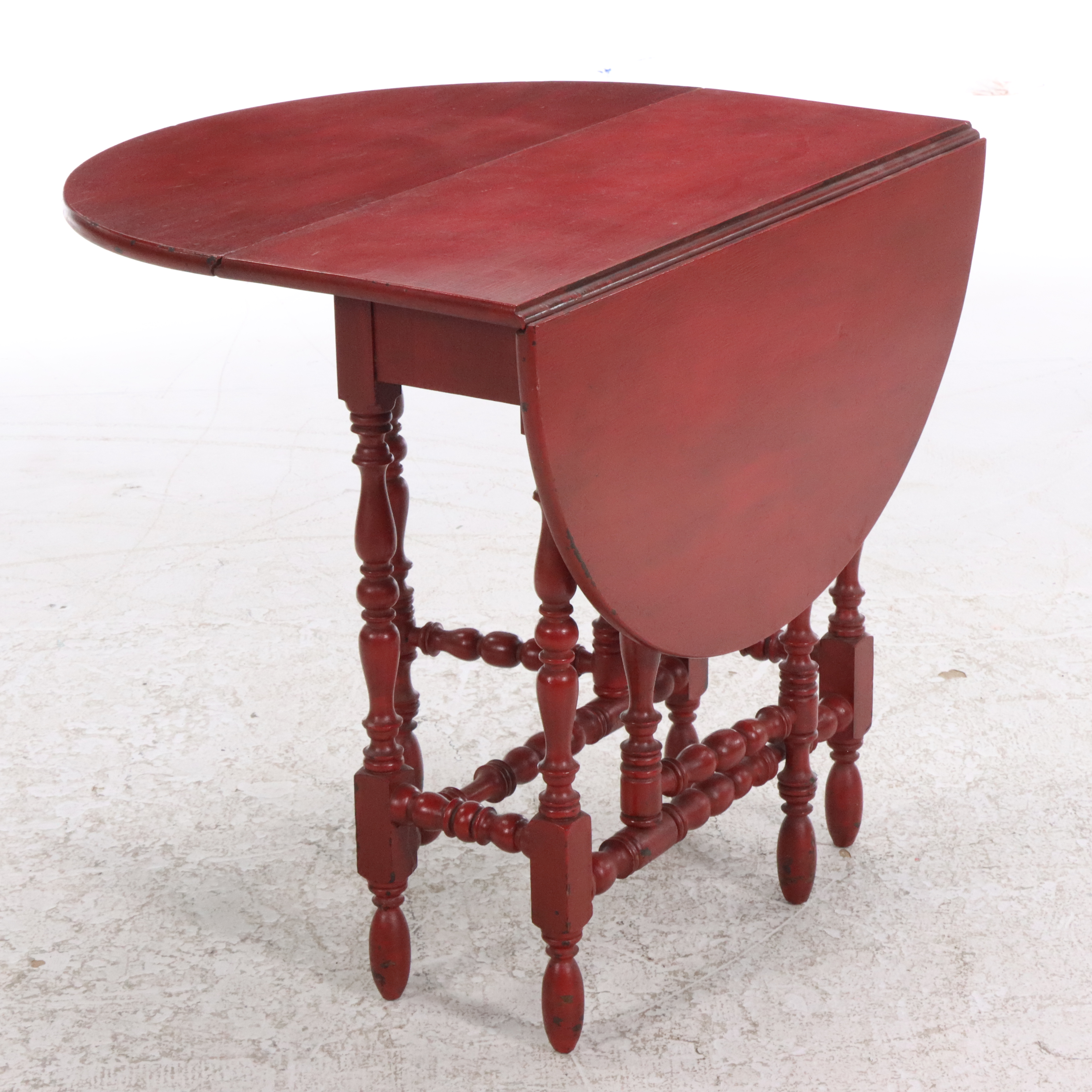 Victorian Red Painted Wood Drop Leaf Table