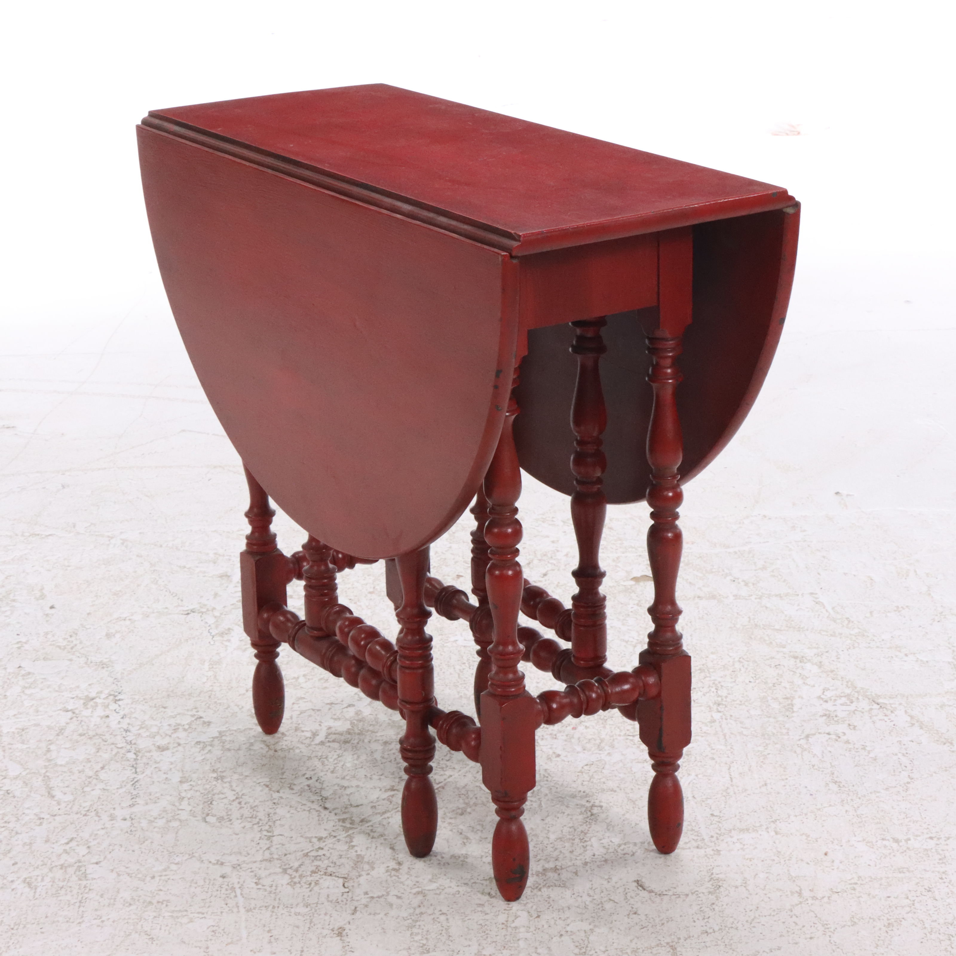 Victorian Red Painted Wood Drop Leaf Table