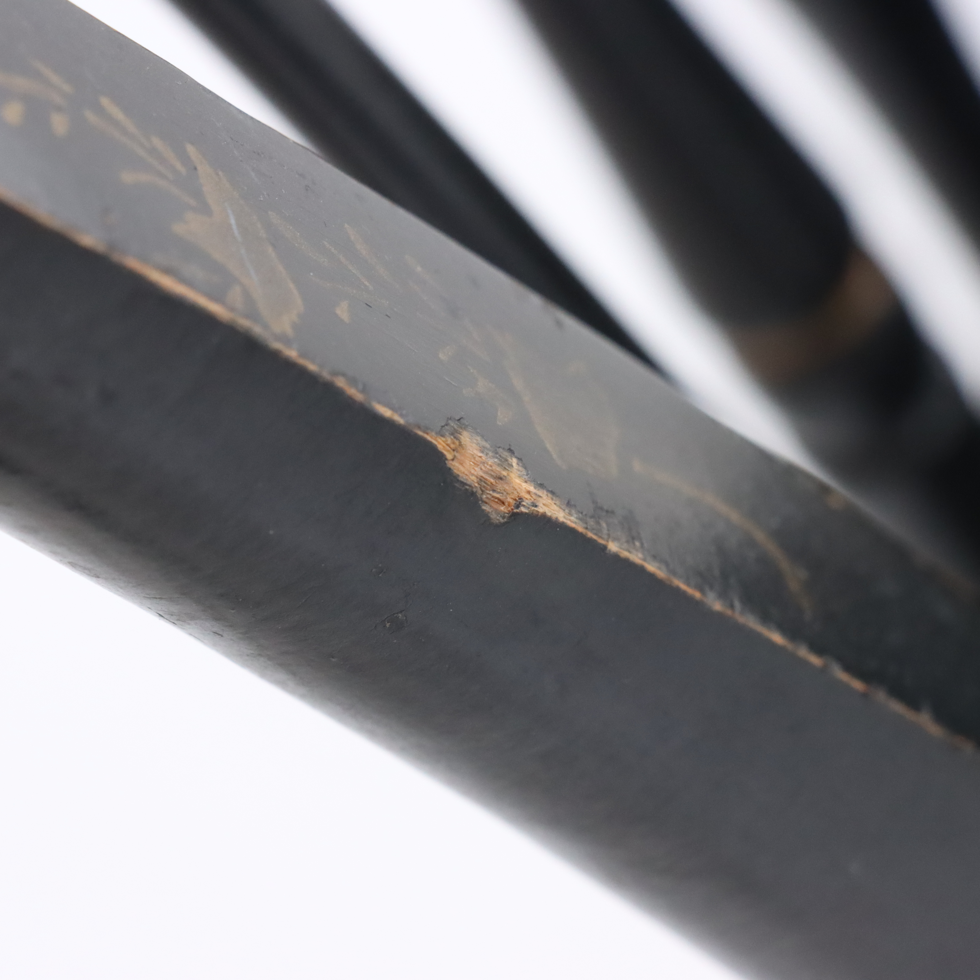 Pair of Nichols & Stone Painted Wood Spindle Back Hand-Stenciled Chairs