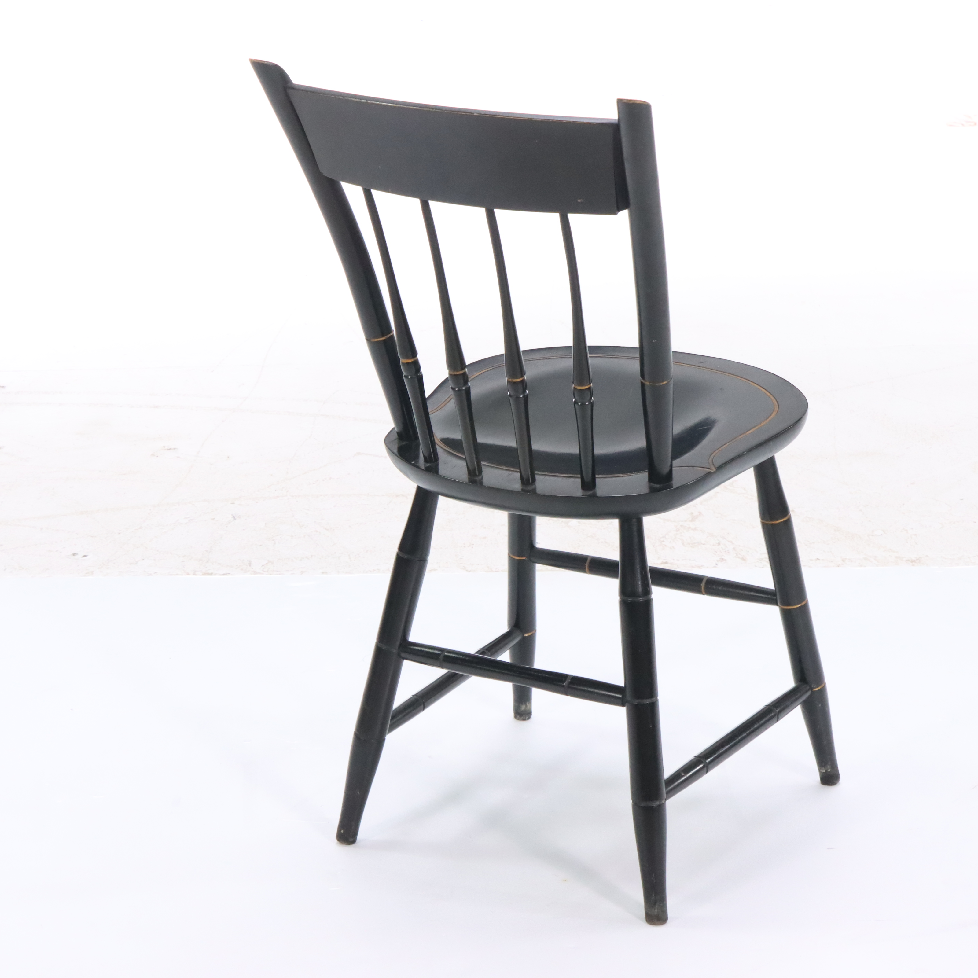 Pair of Nichols & Stone Painted Wood Spindle Back Hand-Stenciled Chairs