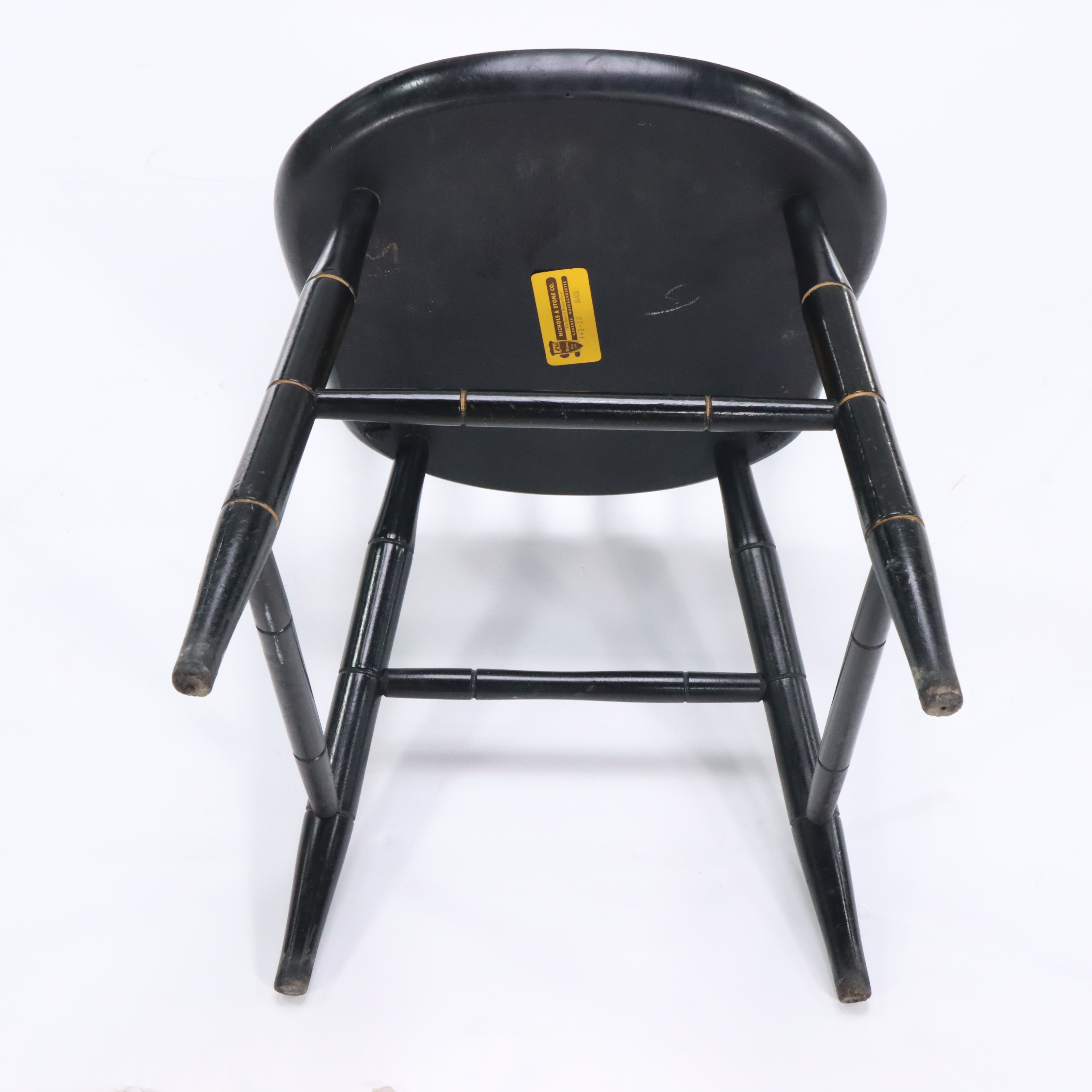 Pair of Nichols & Stone Painted Wood Spindle Back Hand-Stenciled Chairs