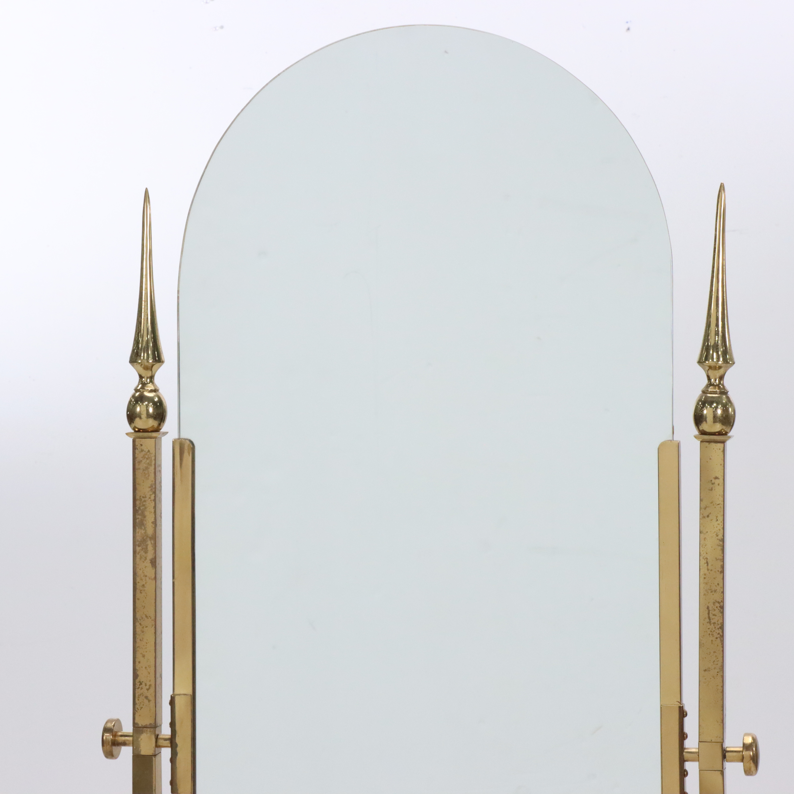 Hollywood Regency Style Brass Framed Cheval Mirror