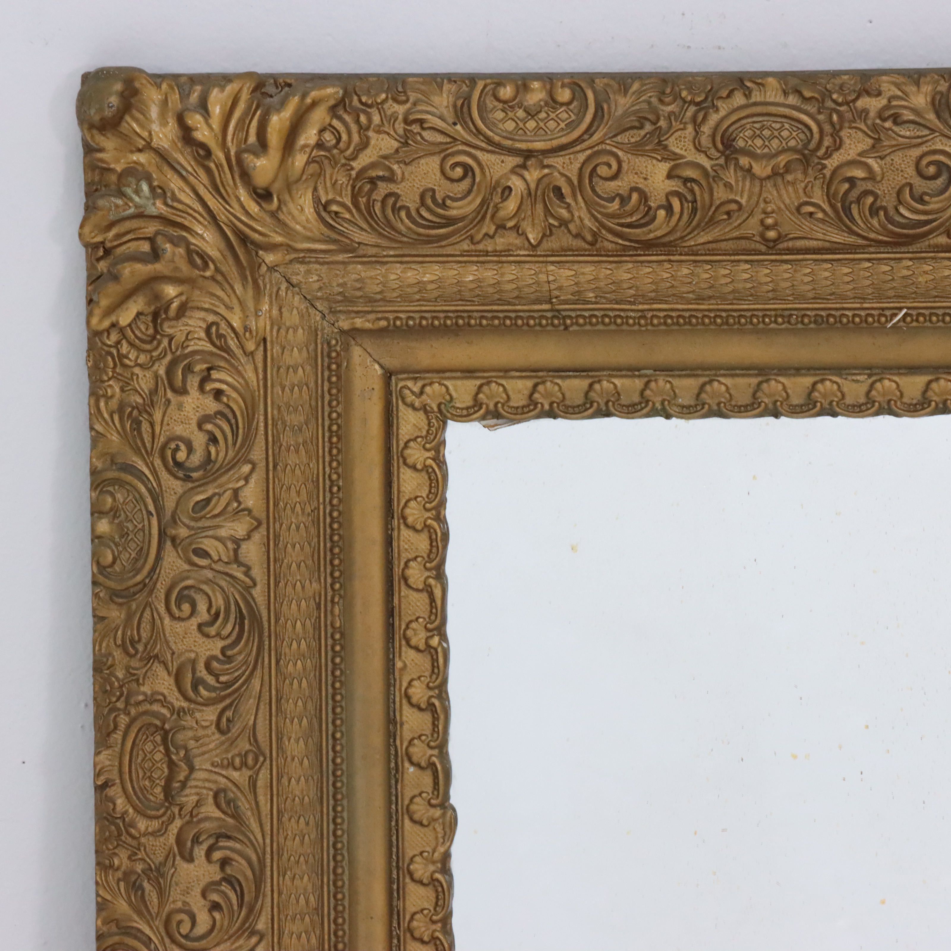 Victorian Style Gold Painted Molded Plaster and Wood Wall Mirror
