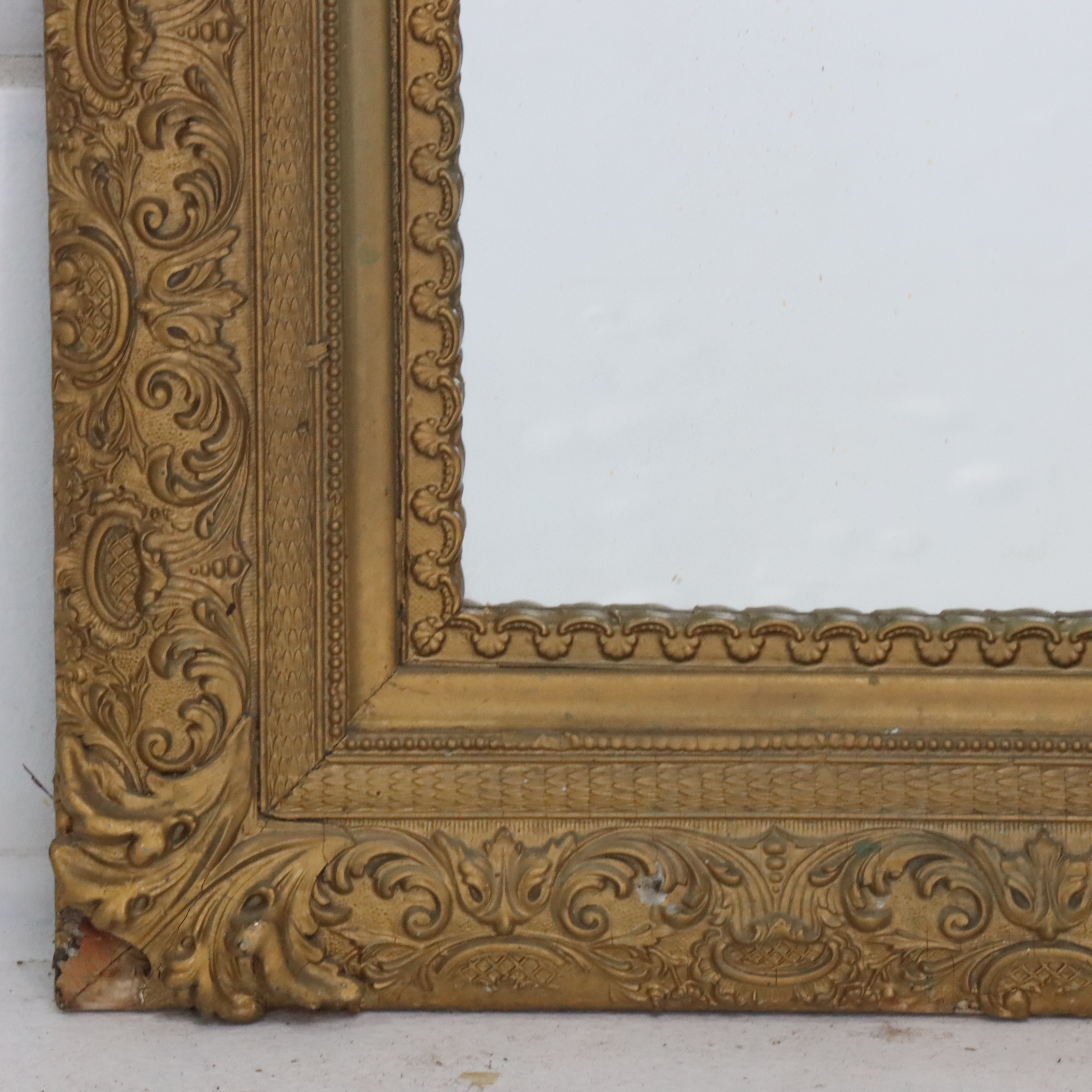 Victorian Style Gold Painted Molded Plaster and Wood Wall Mirror