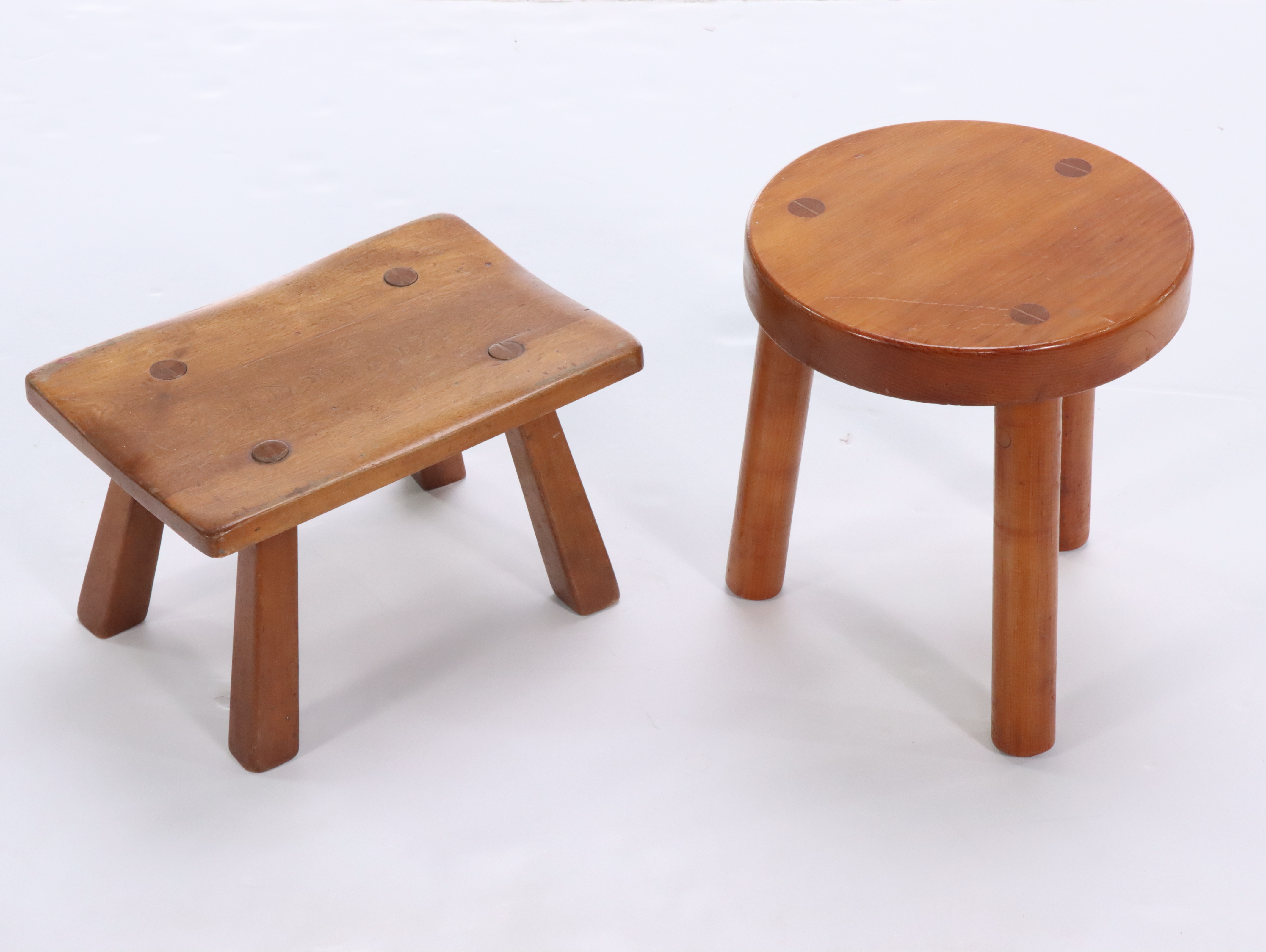 Antique Wooden Children's Rocking Chair with Handcrafted Footstools