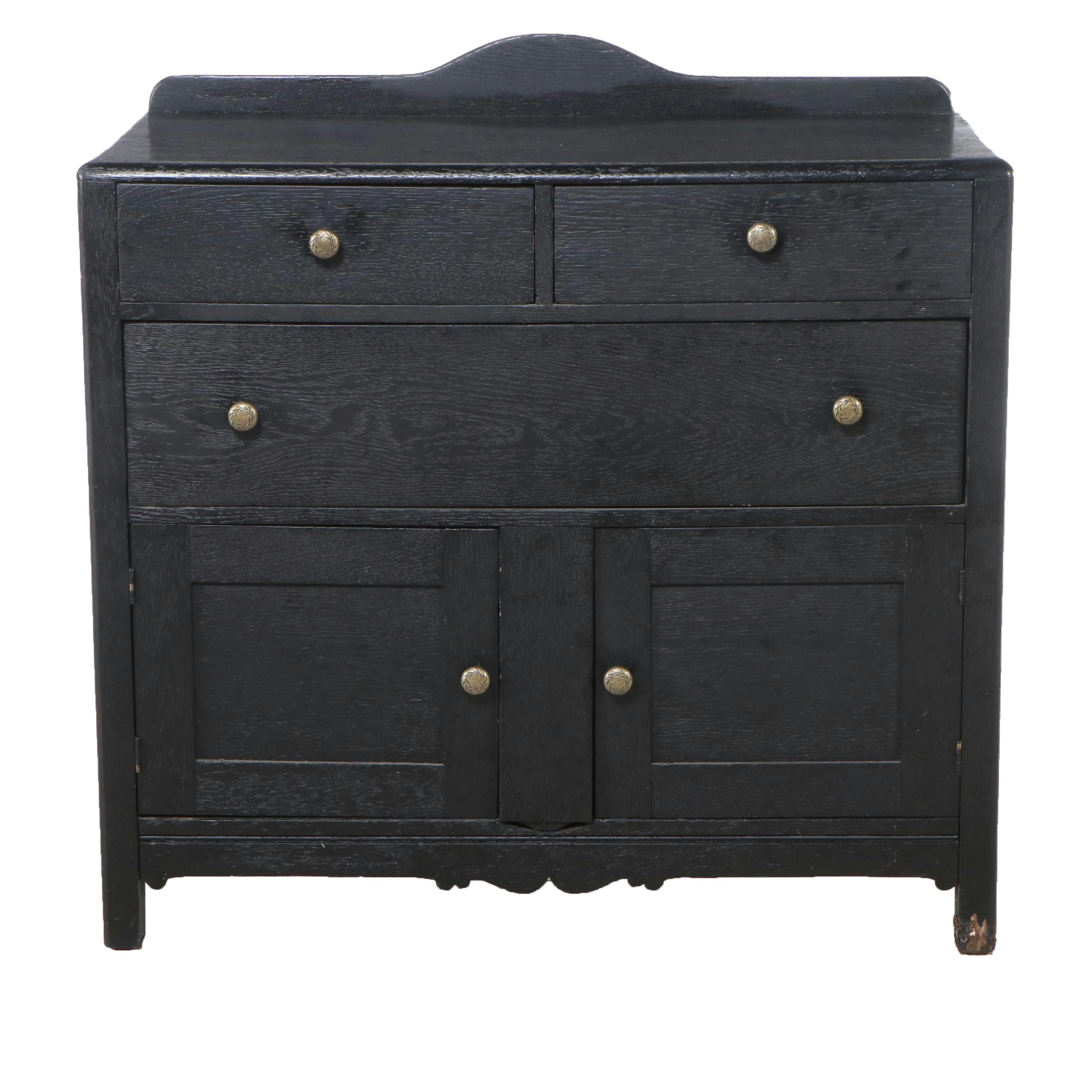 Traditional Style Painted Black Sideboard