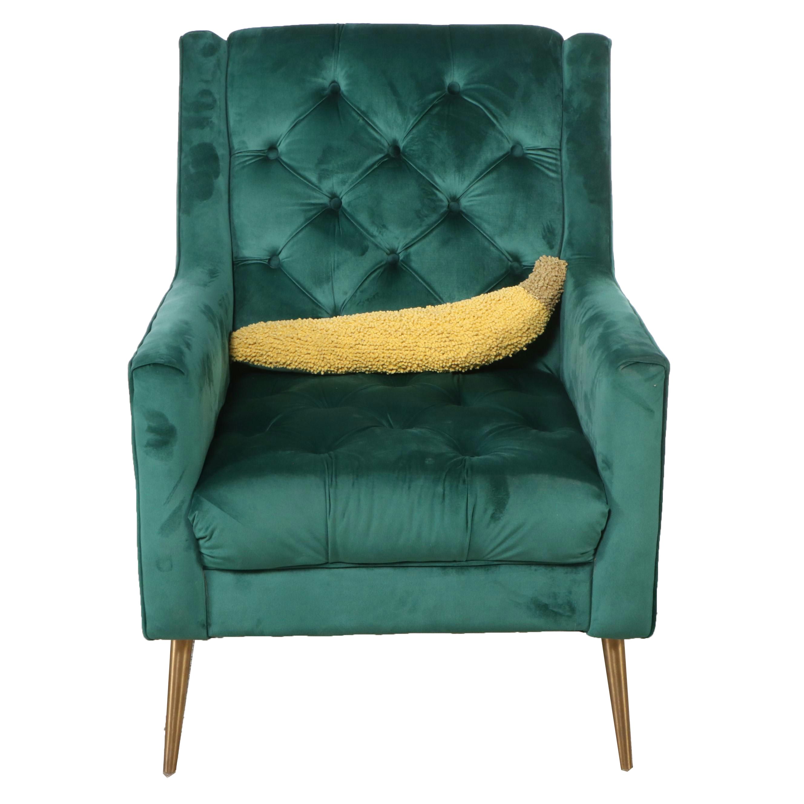 Emerald Green Tufted Velvet Armchair