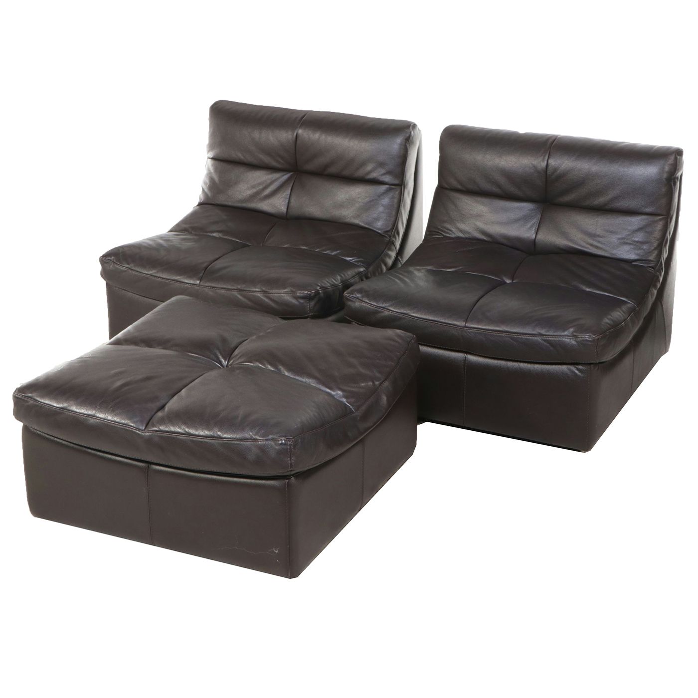 Chateau D'Ax Faux Leather Lounge Chairs with Ottoman