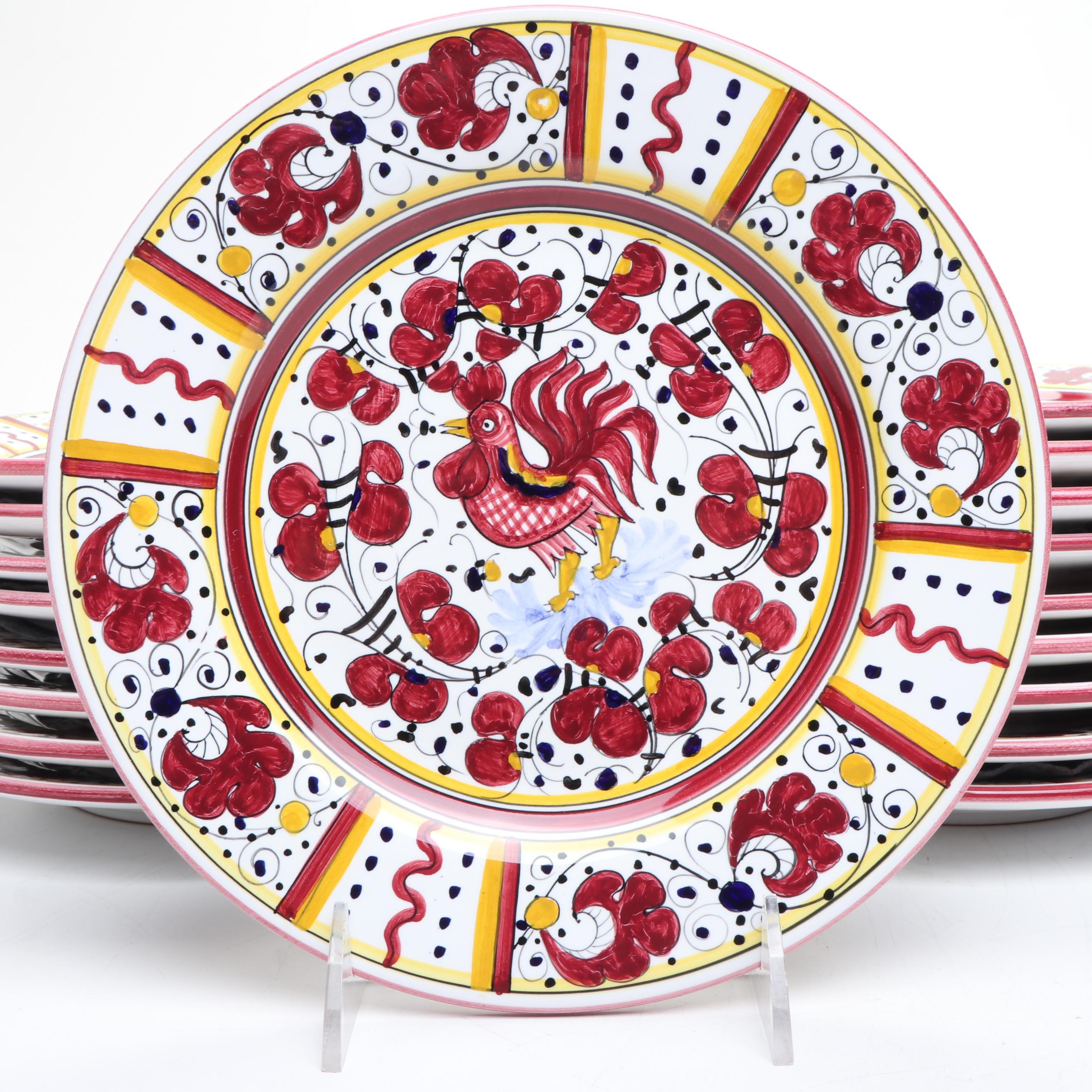 Fima Deruta Rooster Majolica Plates