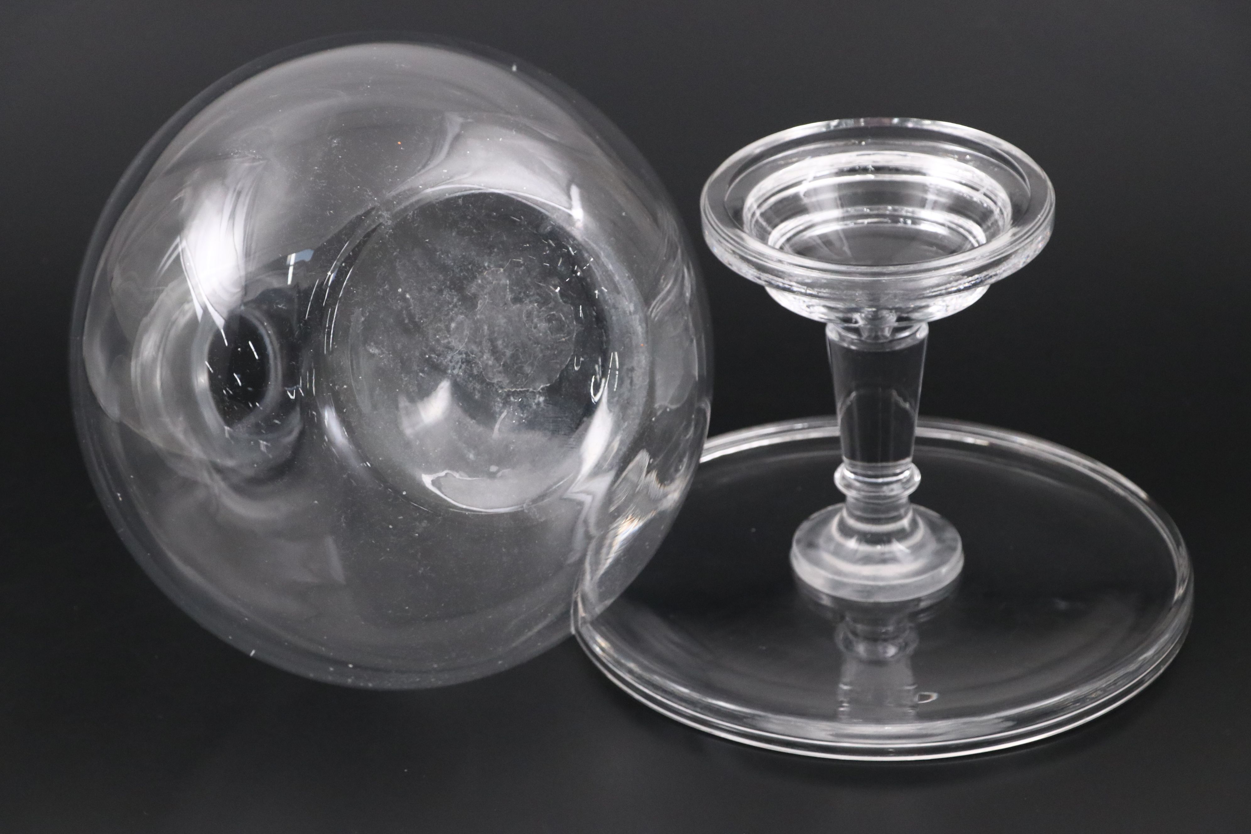 William Sonoma Glass Cake Stand with Other Glass Vessels