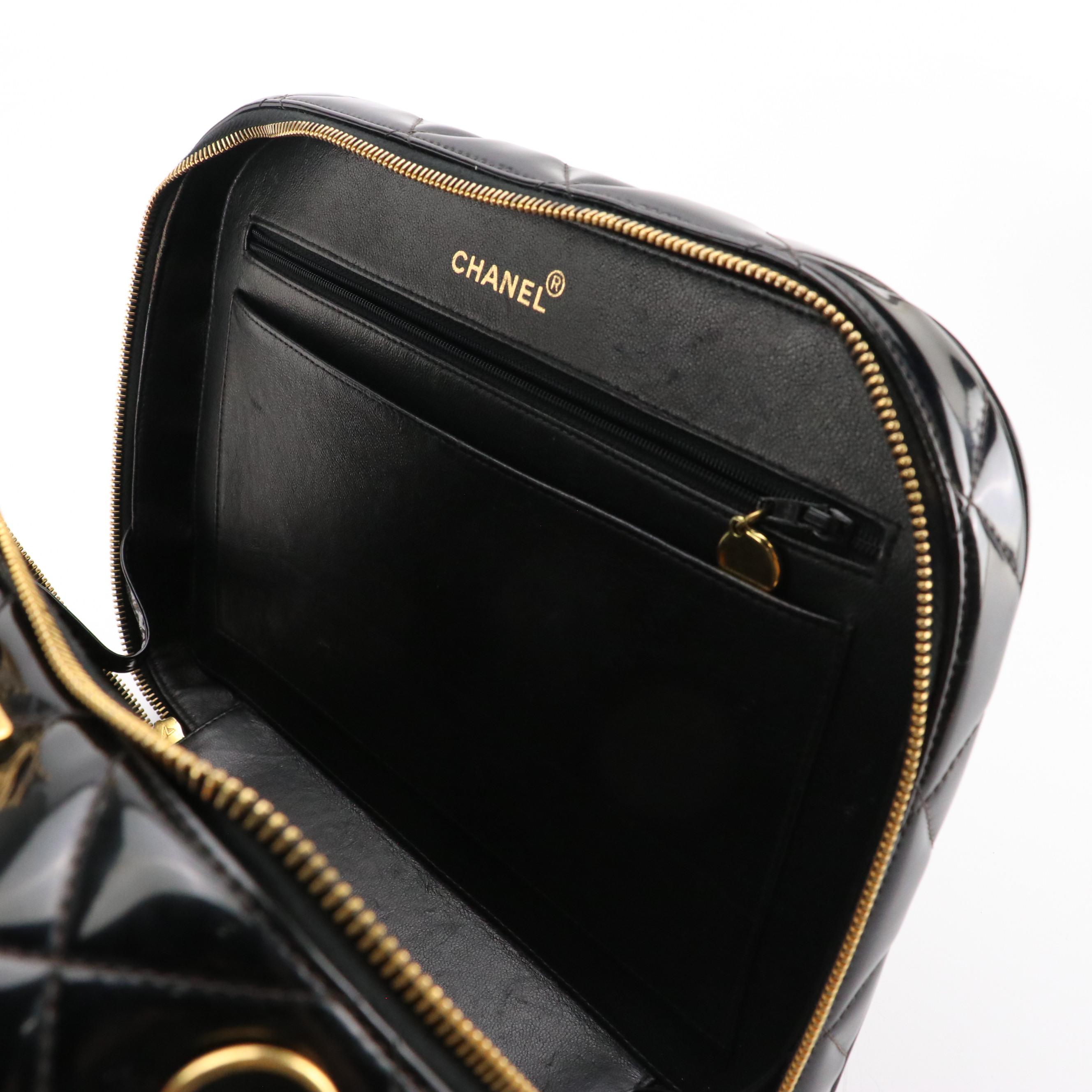 Chanel Two-Way Lunch Box Bag in Quilted Patent Leather