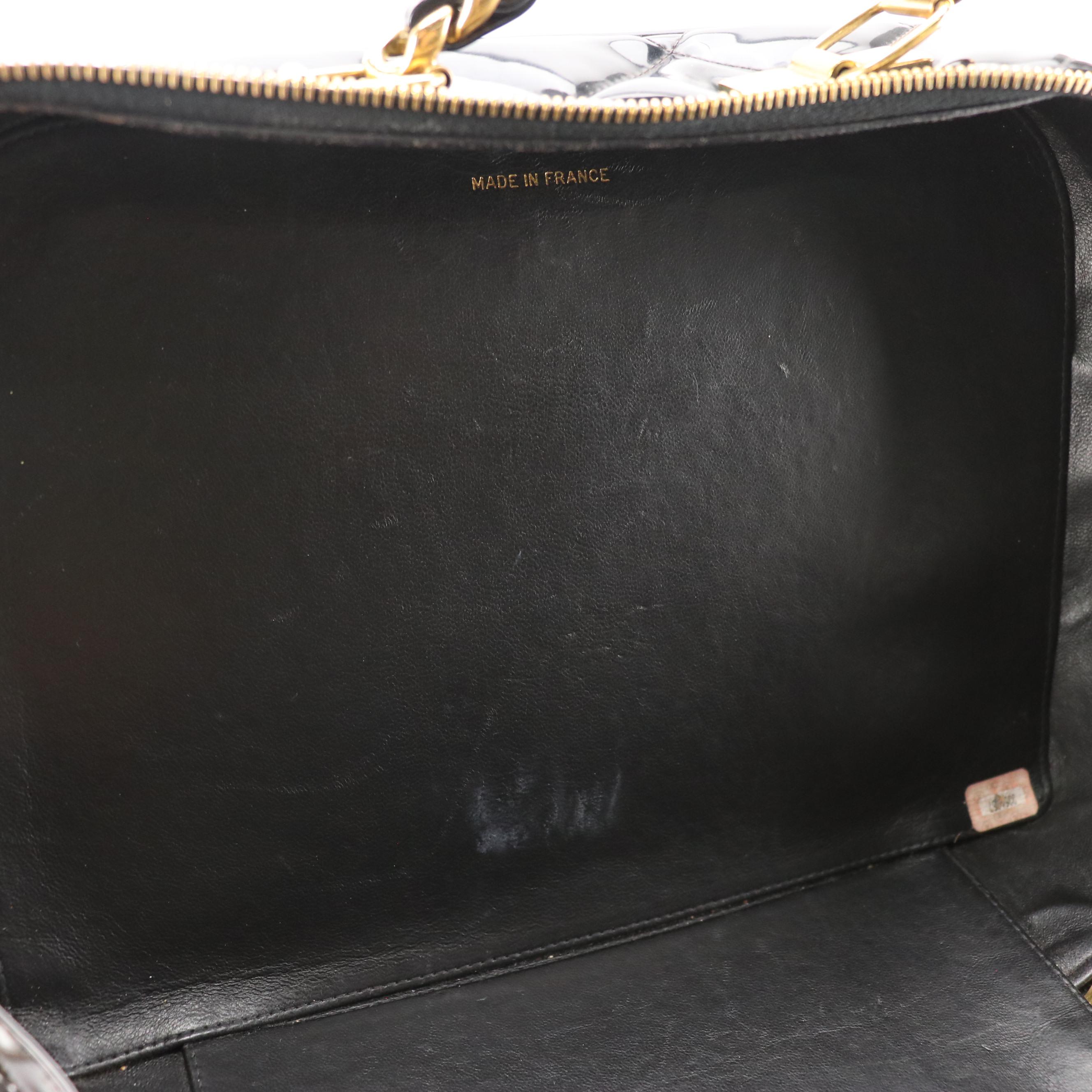 Chanel Two-Way Lunch Box Bag in Quilted Patent Leather