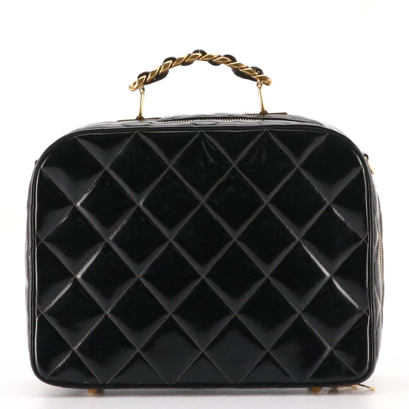 Chanel Two-Way Lunch Box Bag in Quilted Patent Leather