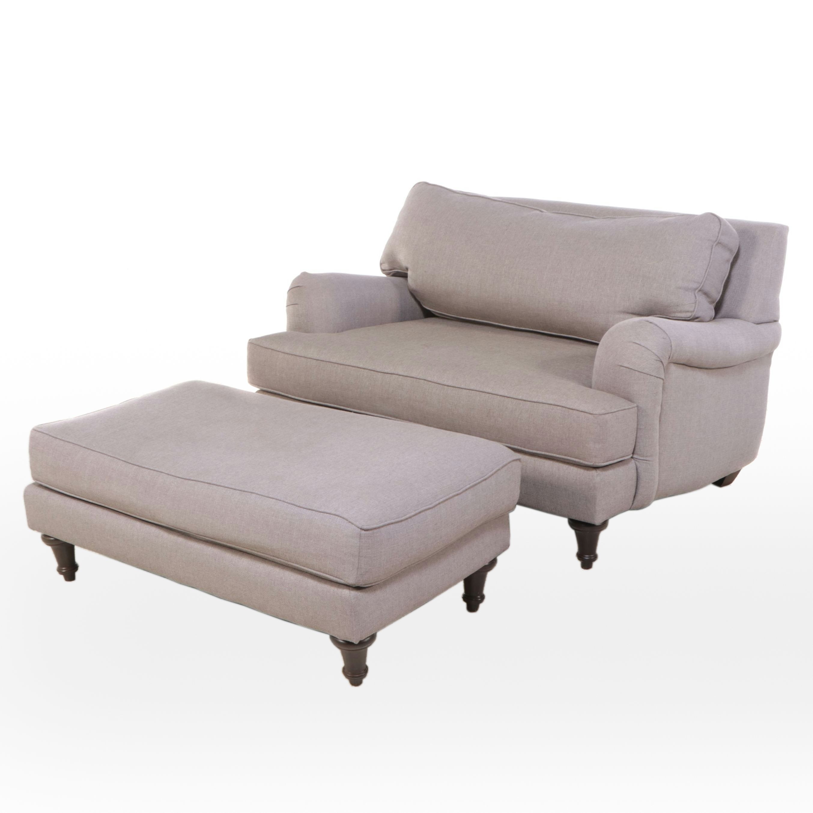 Kroehler Contemporary Grey Upholstered Lounge Chair with Ottoman