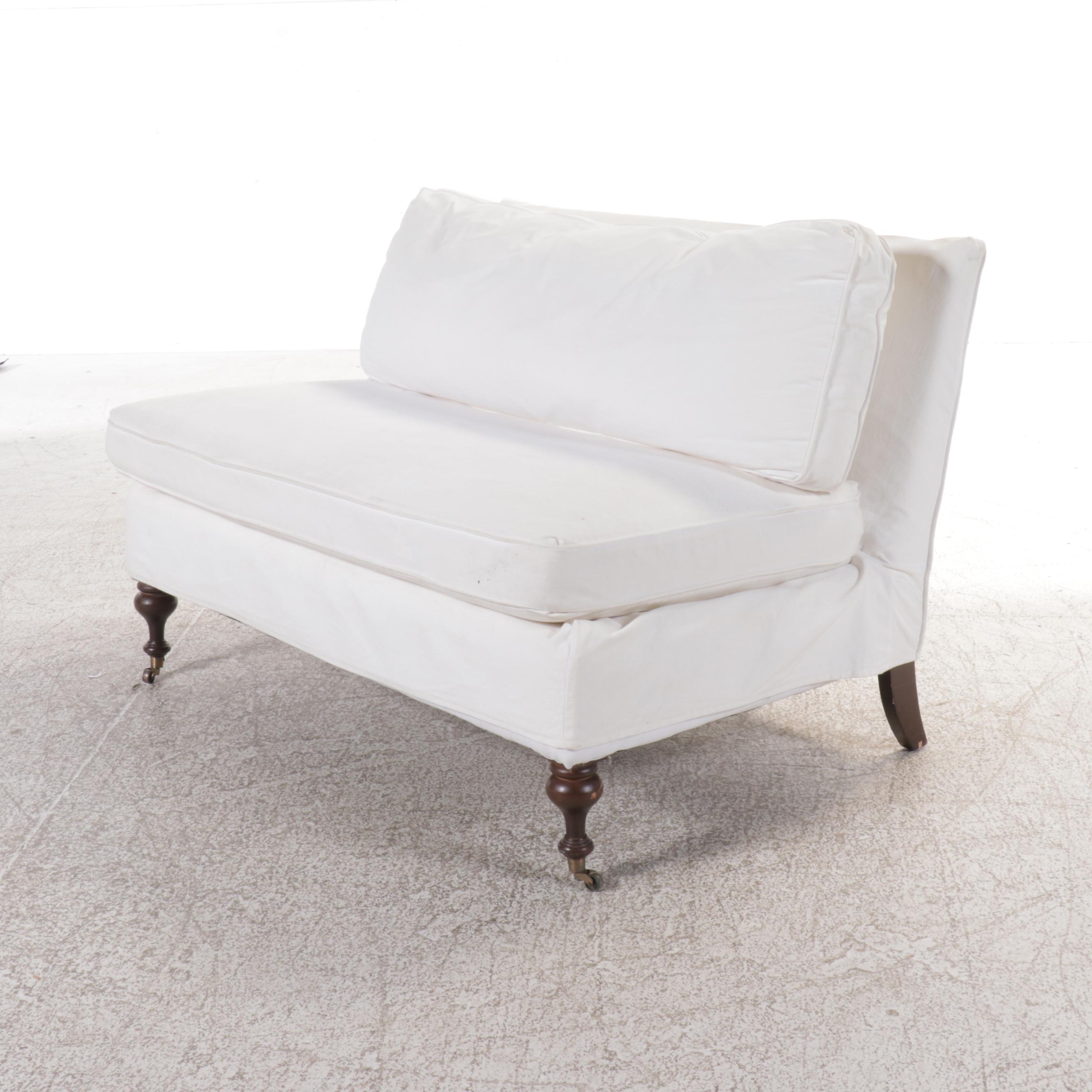 Mitchell Gold White Fabric Upholstered Loveseat