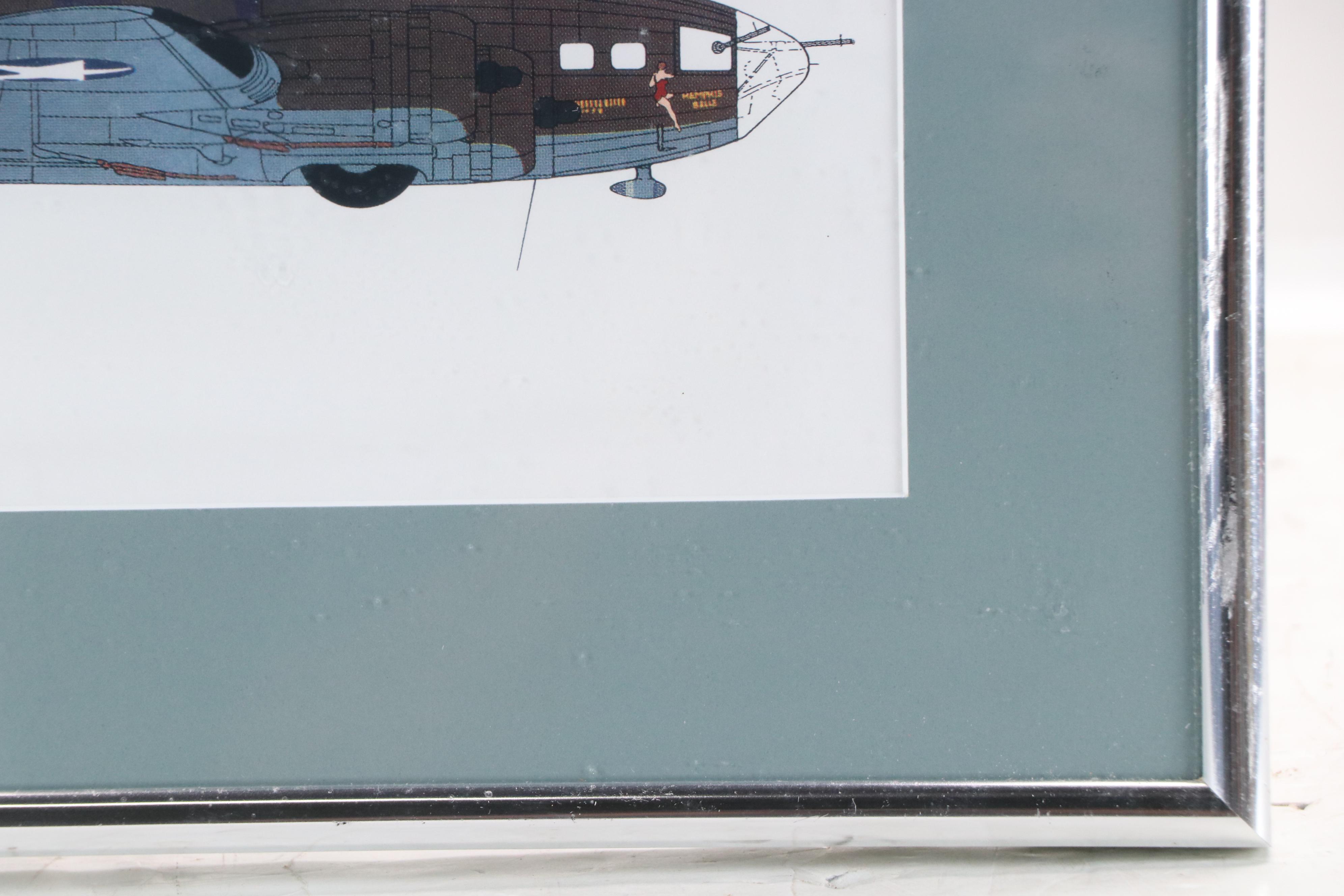 Aircraft Print "Memphis Belle" Boeing B-17 Flying Fortress, Signed Robert Morgan