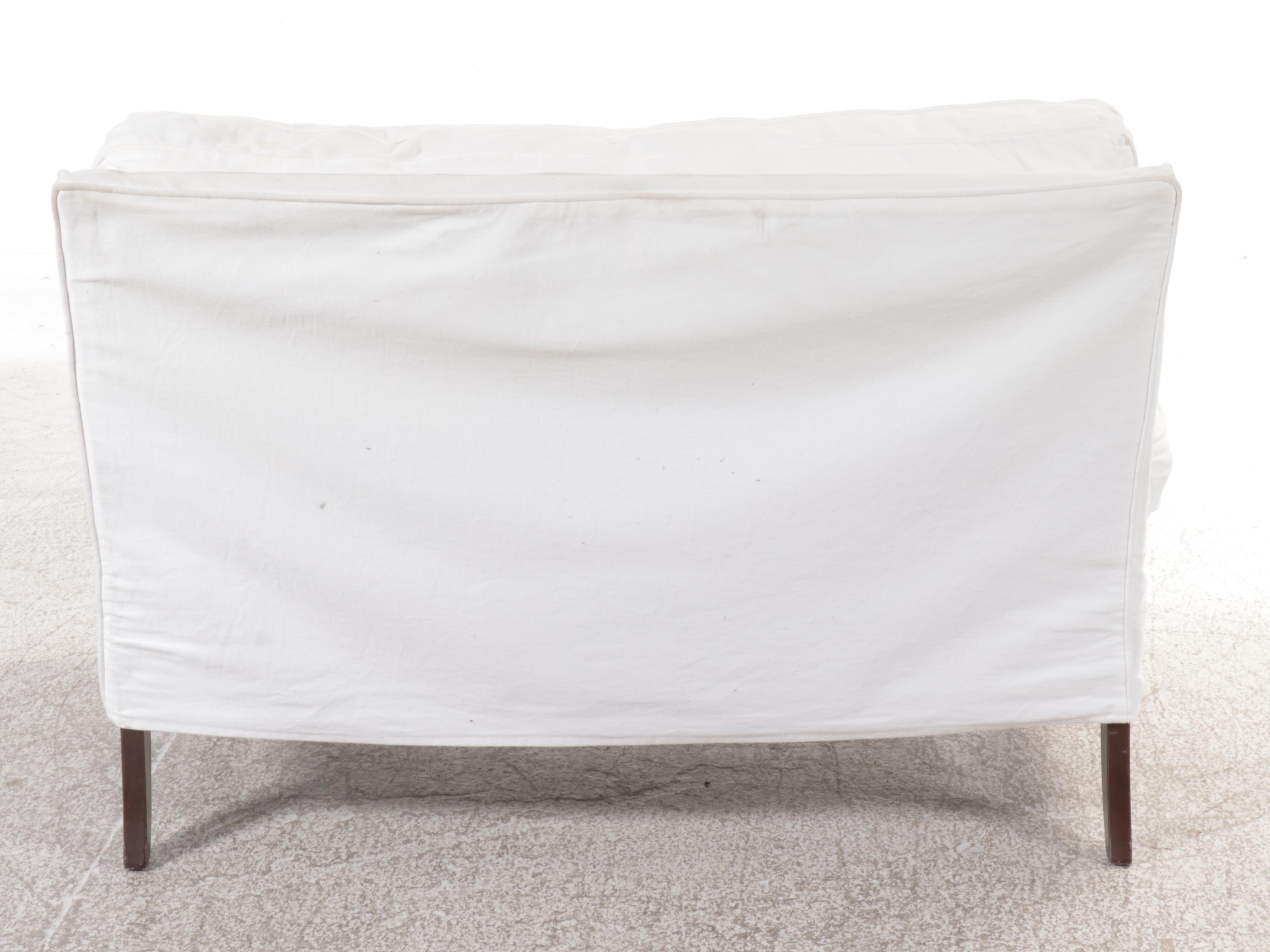 Mitchell Gold White Fabric Upholstered Loveseat