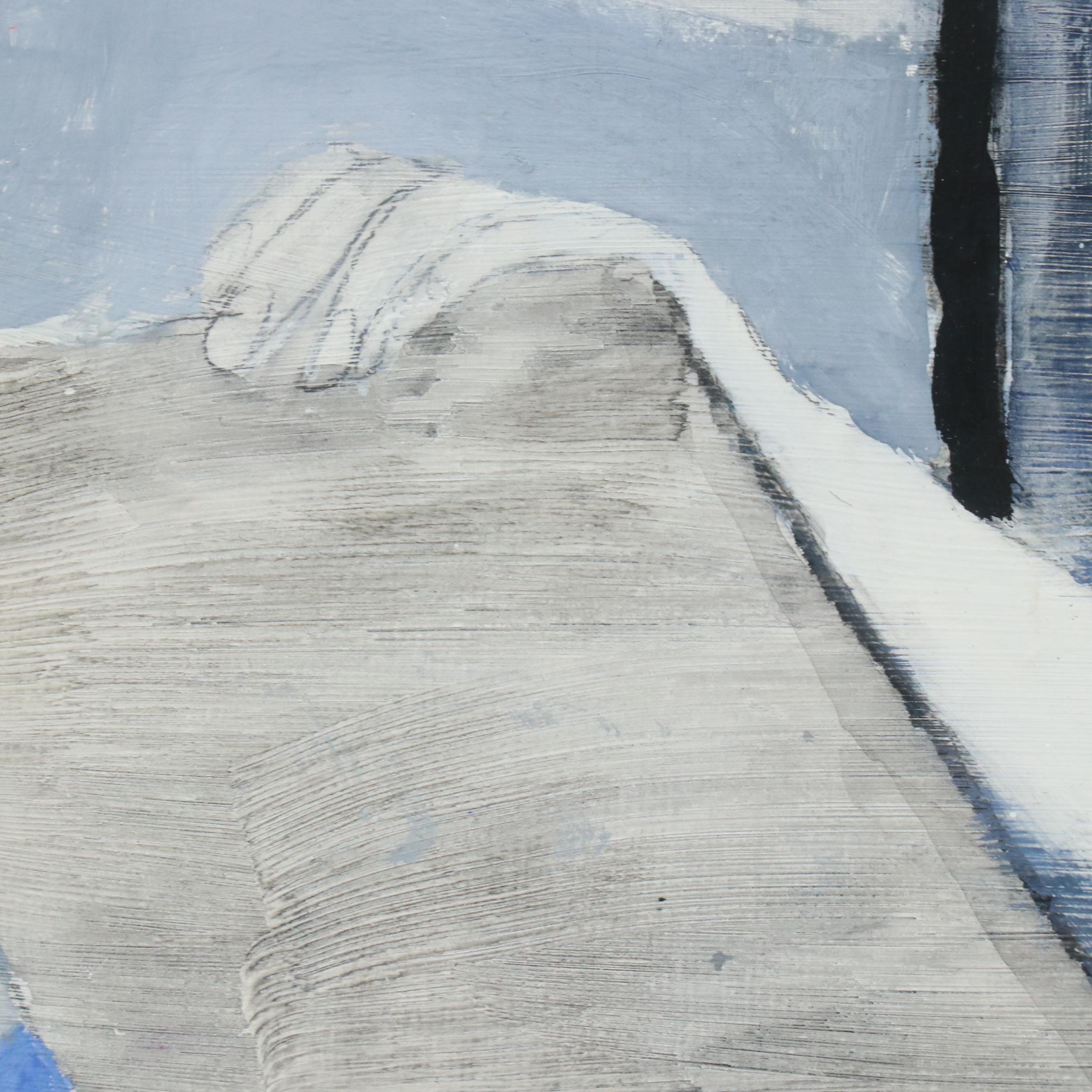 Gouache Self-Portrait of Woman in Blue Dress