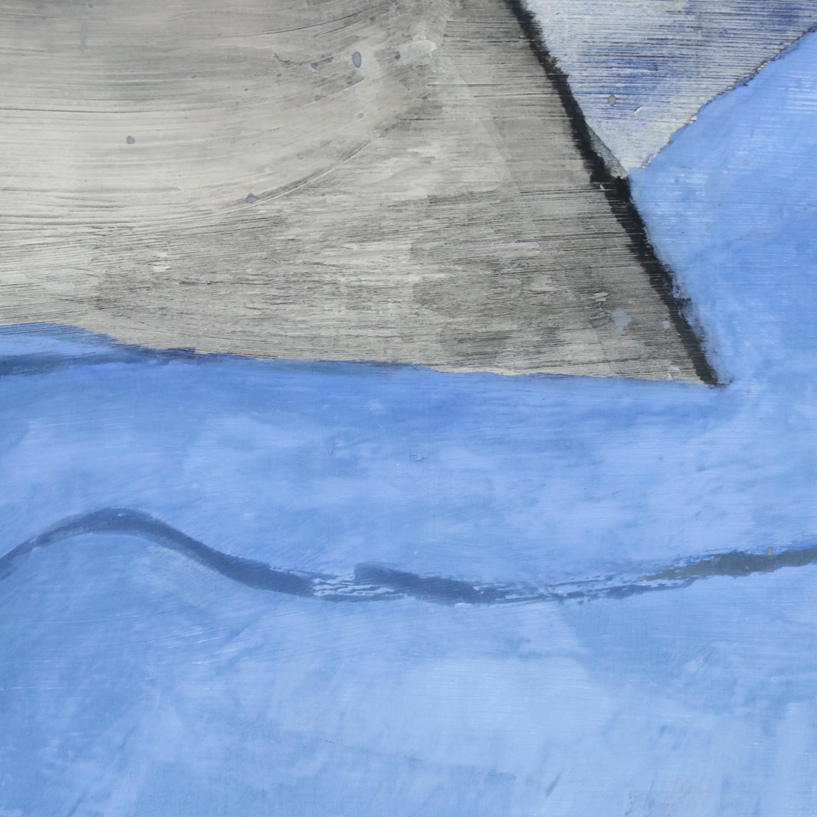 Gouache Self-Portrait of Woman in Blue Dress