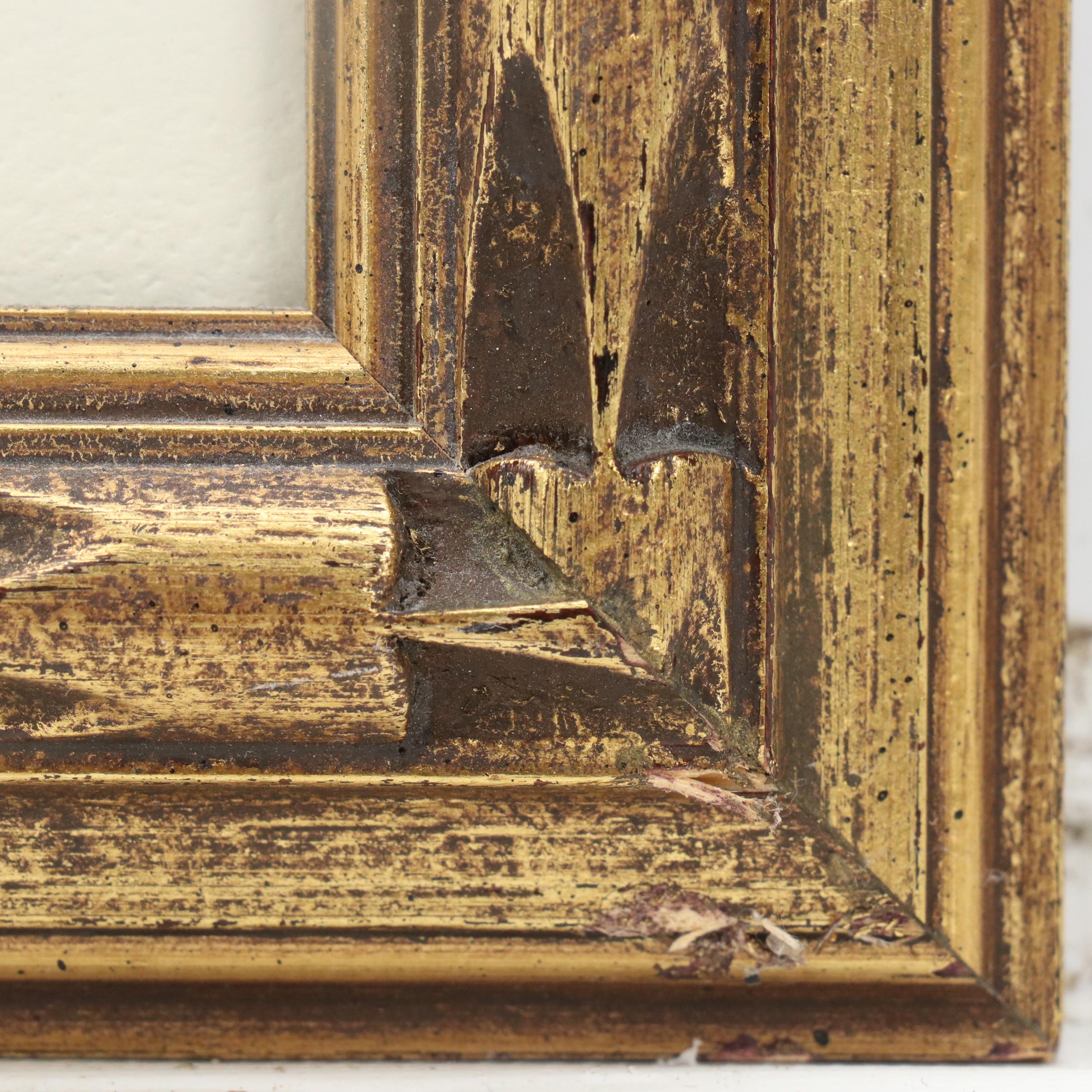 Gouache Self-Portrait of Woman in Blue Dress