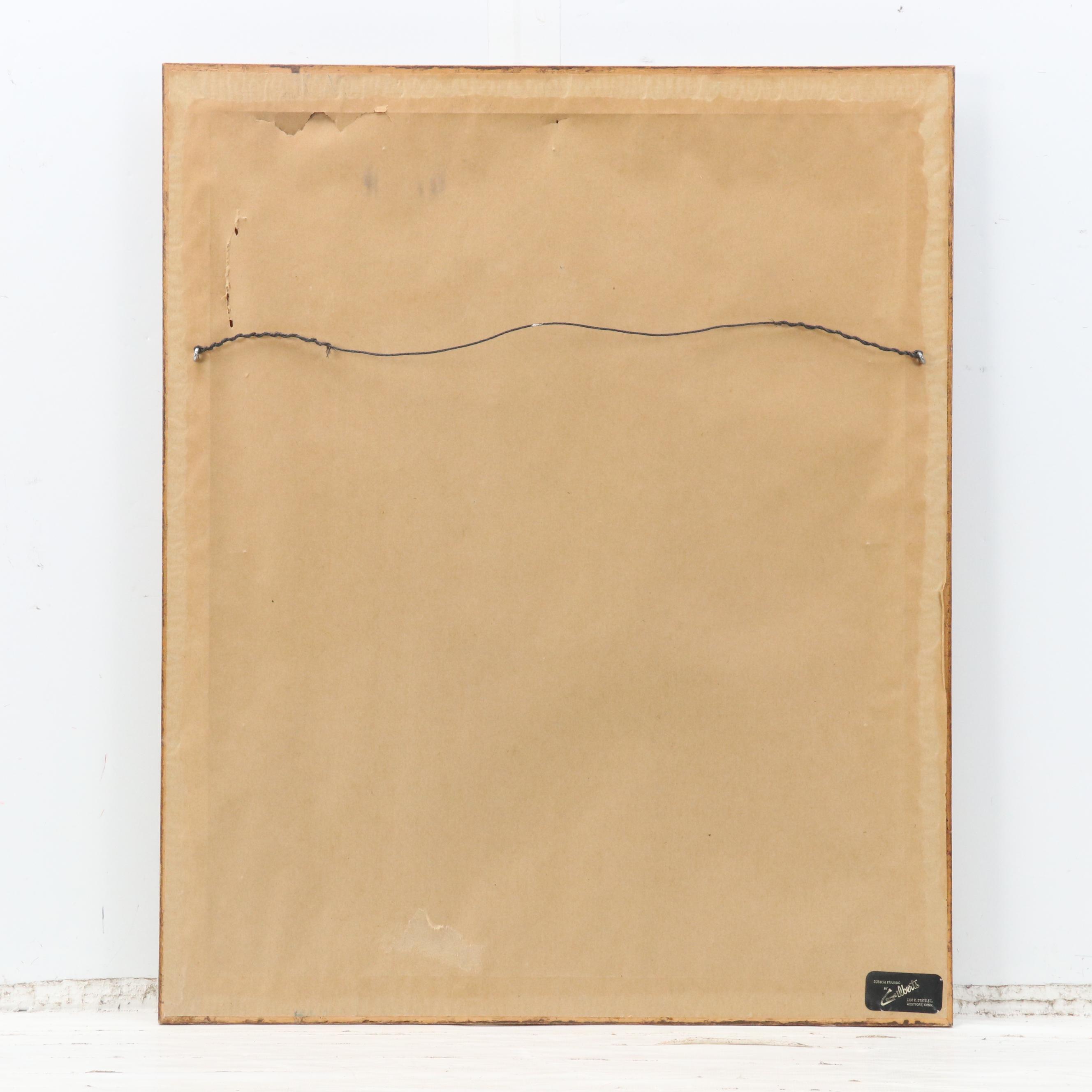 Gouache Self-Portrait of Woman in Blue Dress