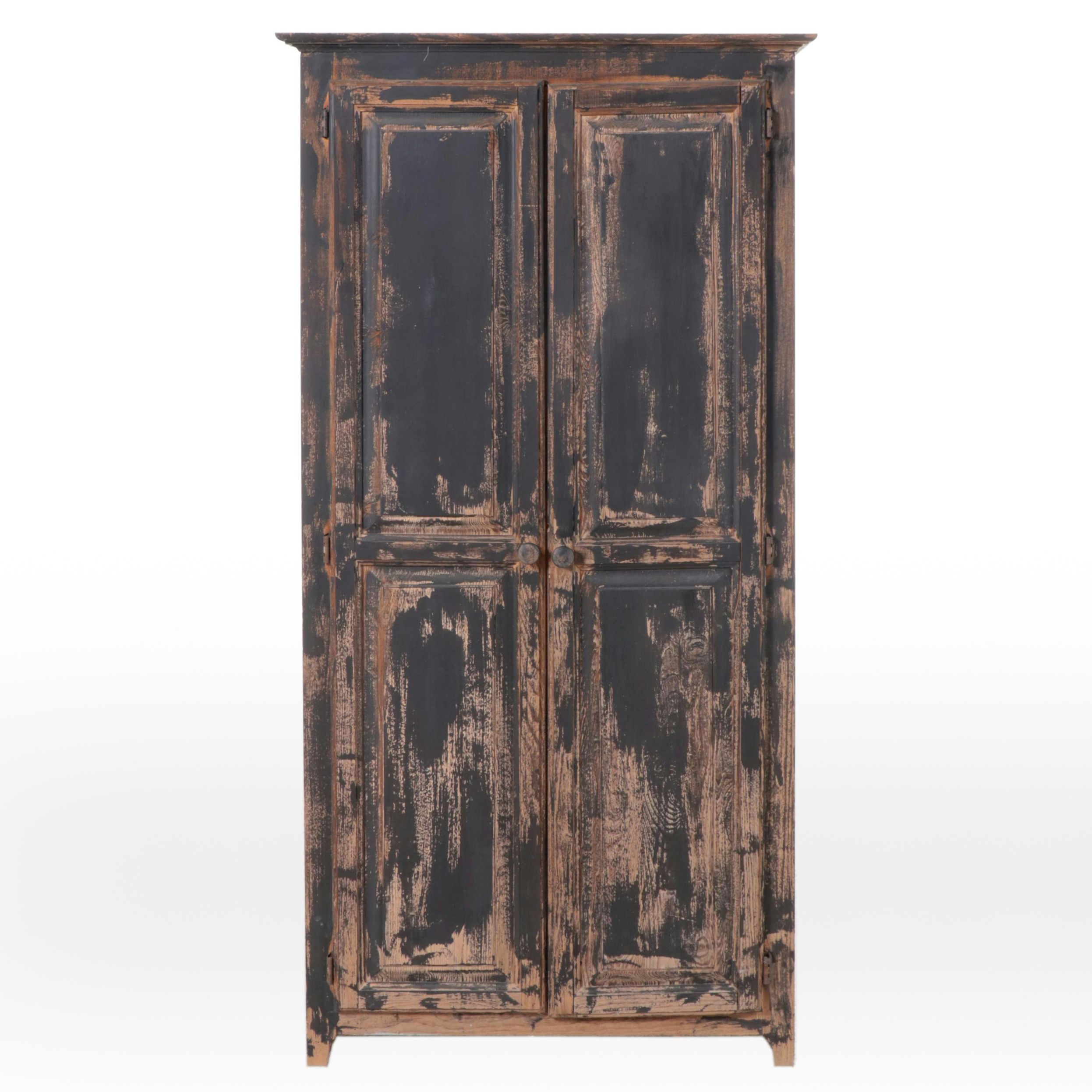 Traditional Style Distressed Pine Cabinet