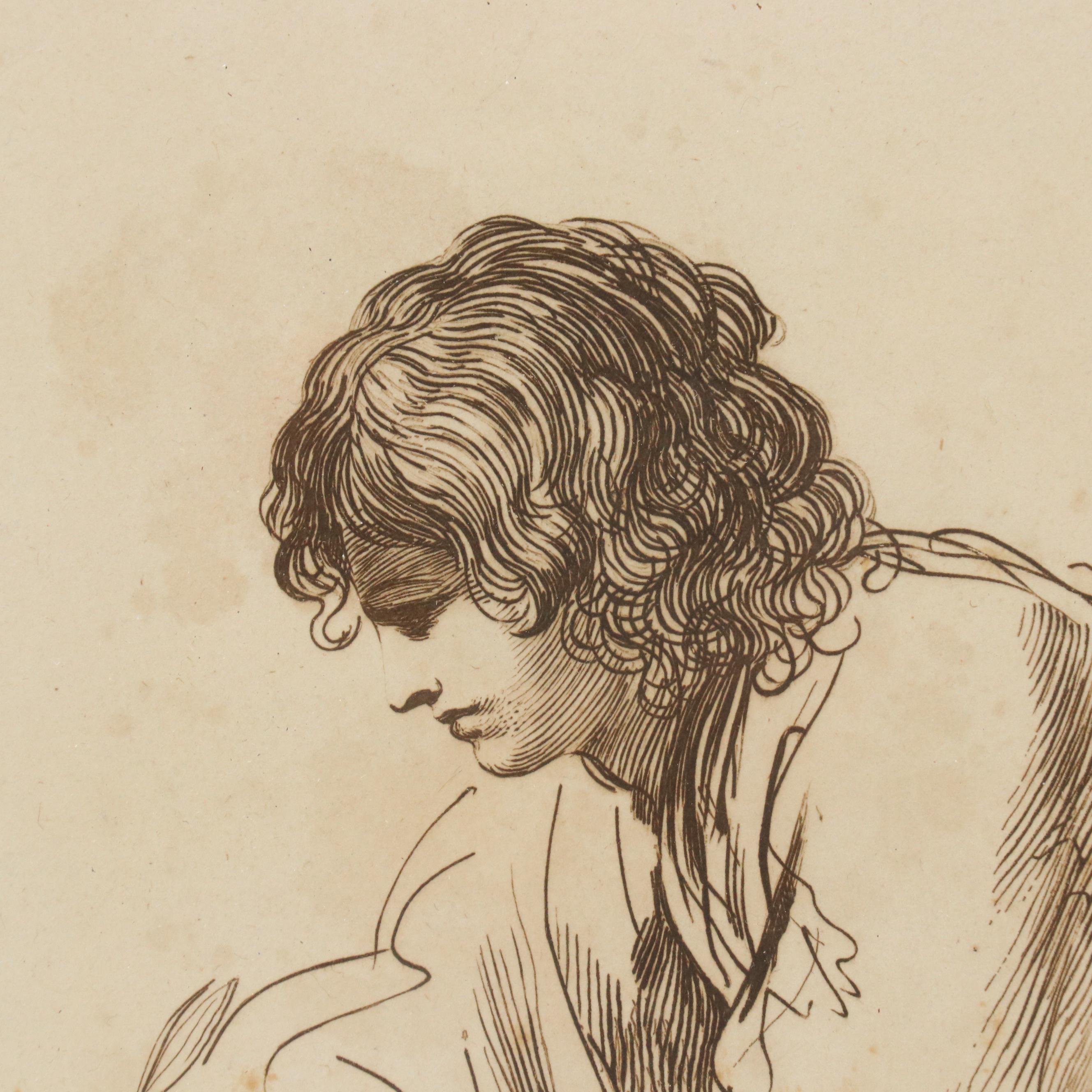 F. Bartolozzi Engraving After Guercino "St. John the Evangelist," 18th Century