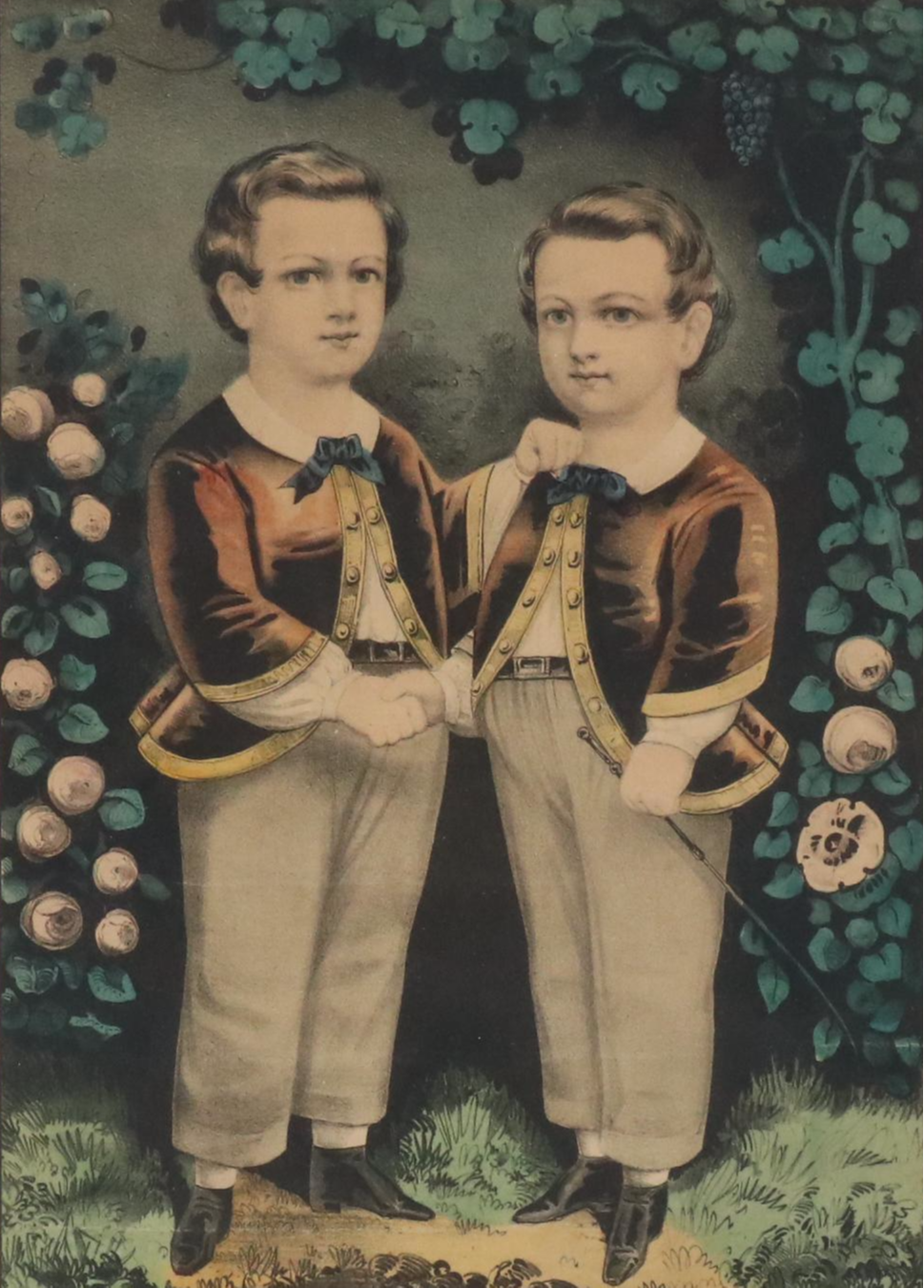 Currier & Ives Hand-Colored Lithograph "Little Brothers," 1863