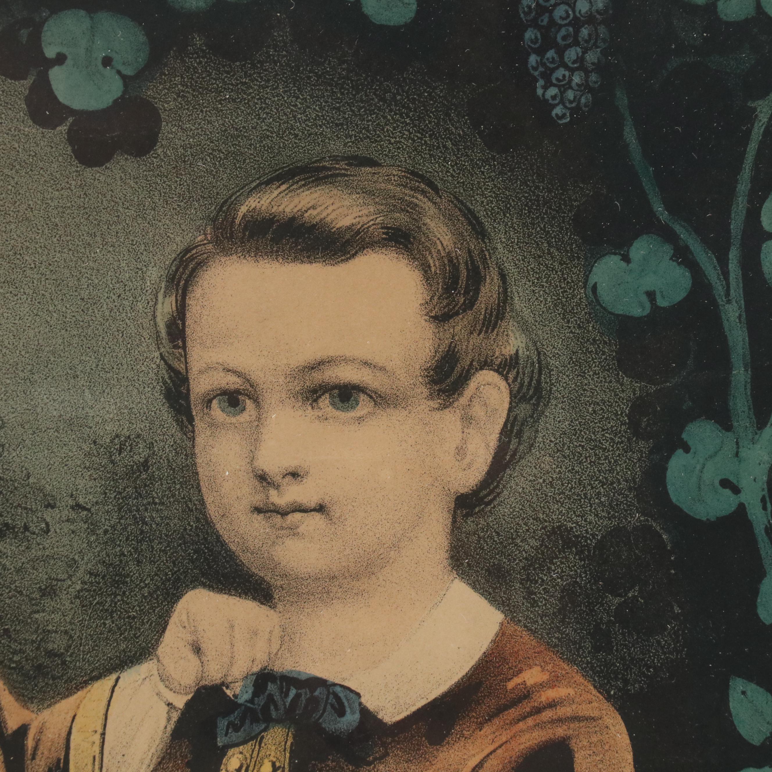 Currier & Ives Hand-Colored Lithograph "Little Brothers," 1863