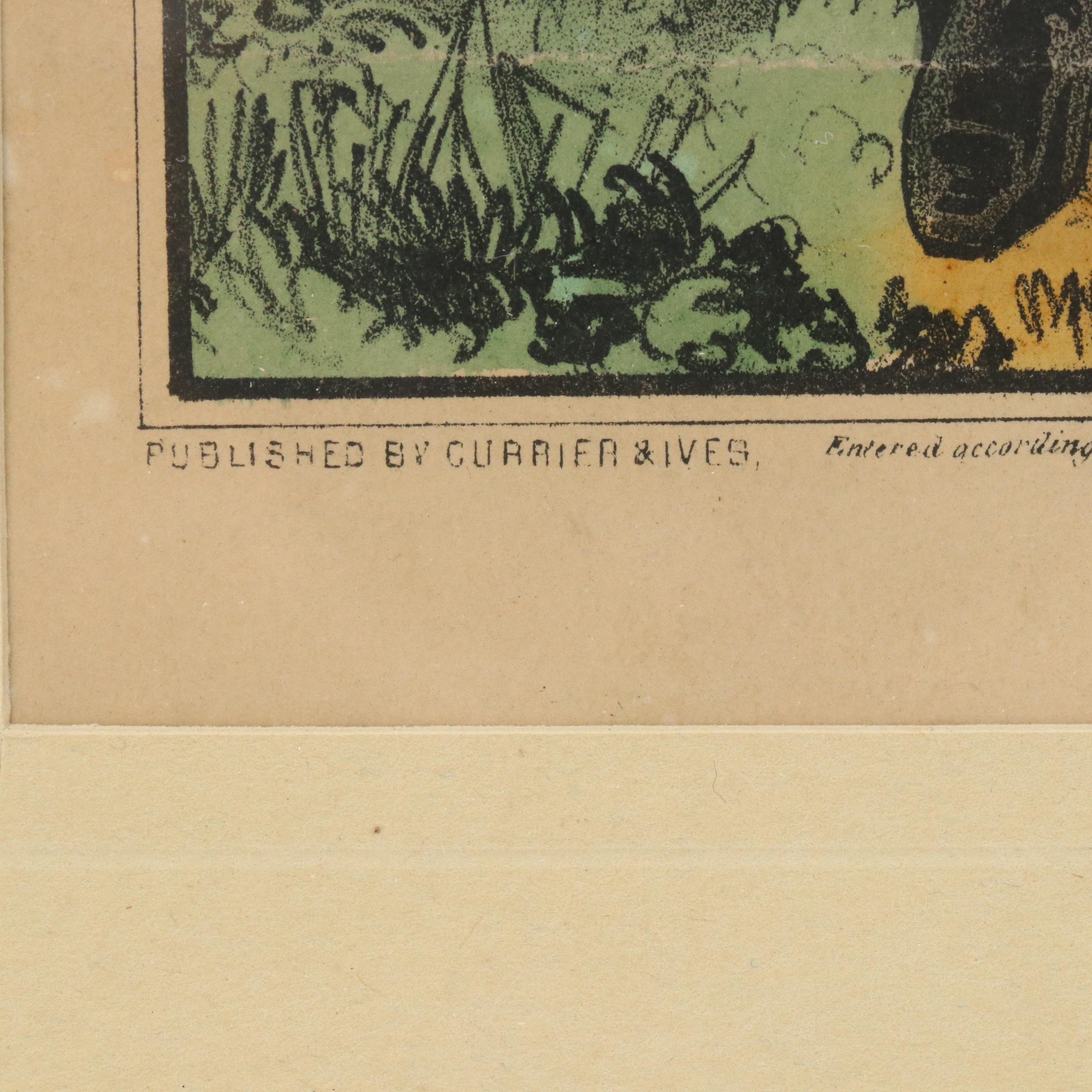 Currier & Ives Hand-Colored Lithograph "Little Brothers," 1863