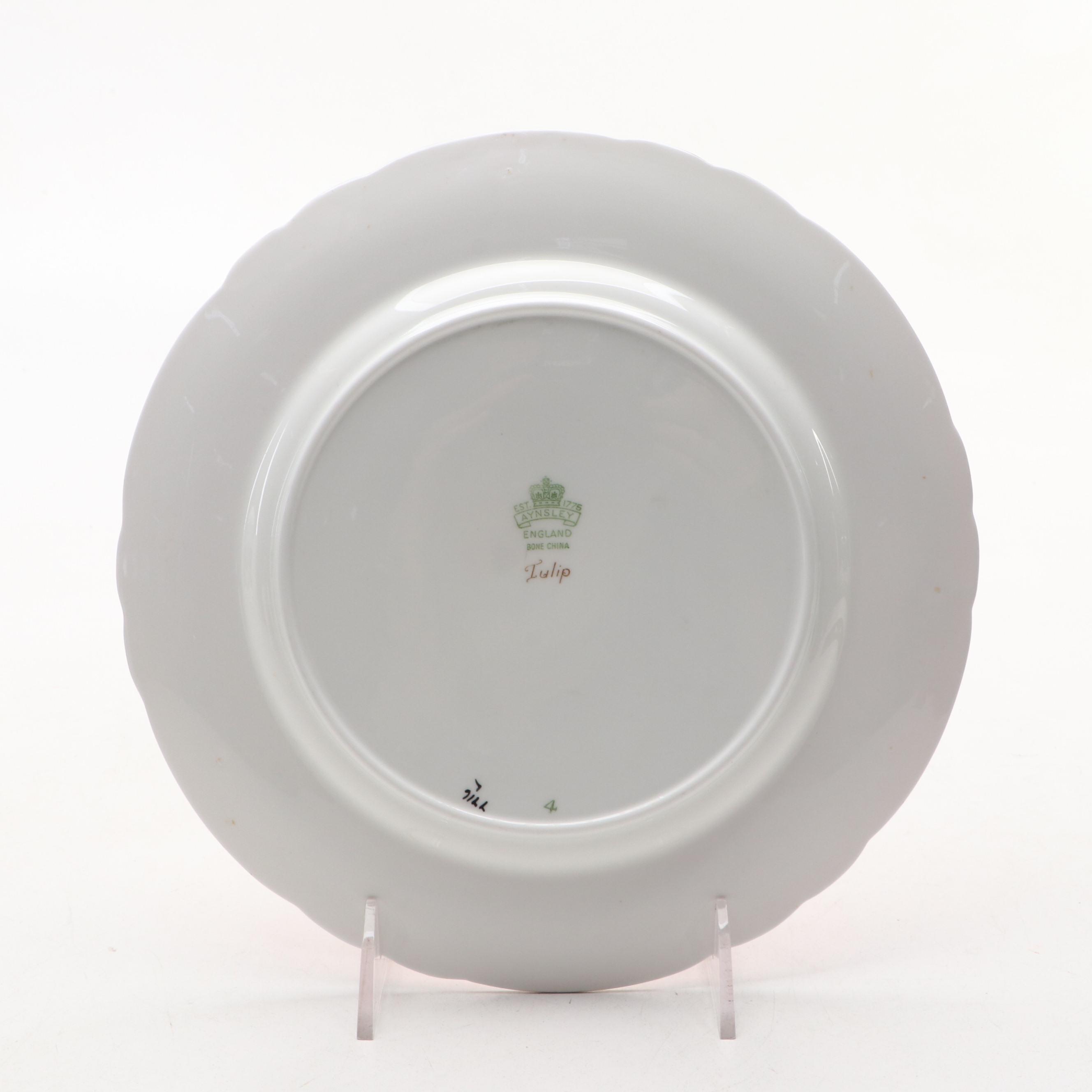 Vintage Aynsley English Bone Floral Pattern China Plates, Circa 1939