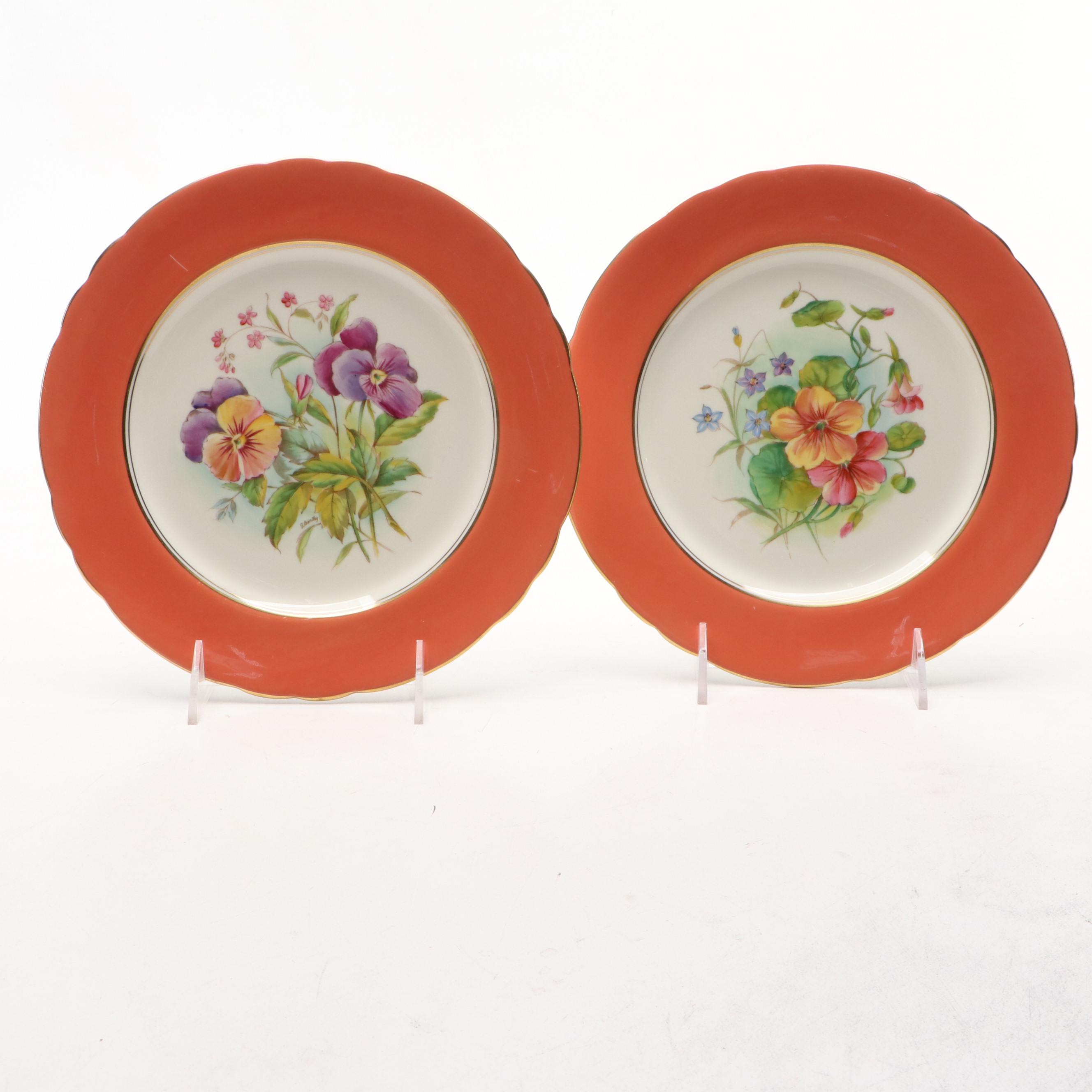 Vintage Aynsley English Bone Floral Pattern China Plates, Circa 1939