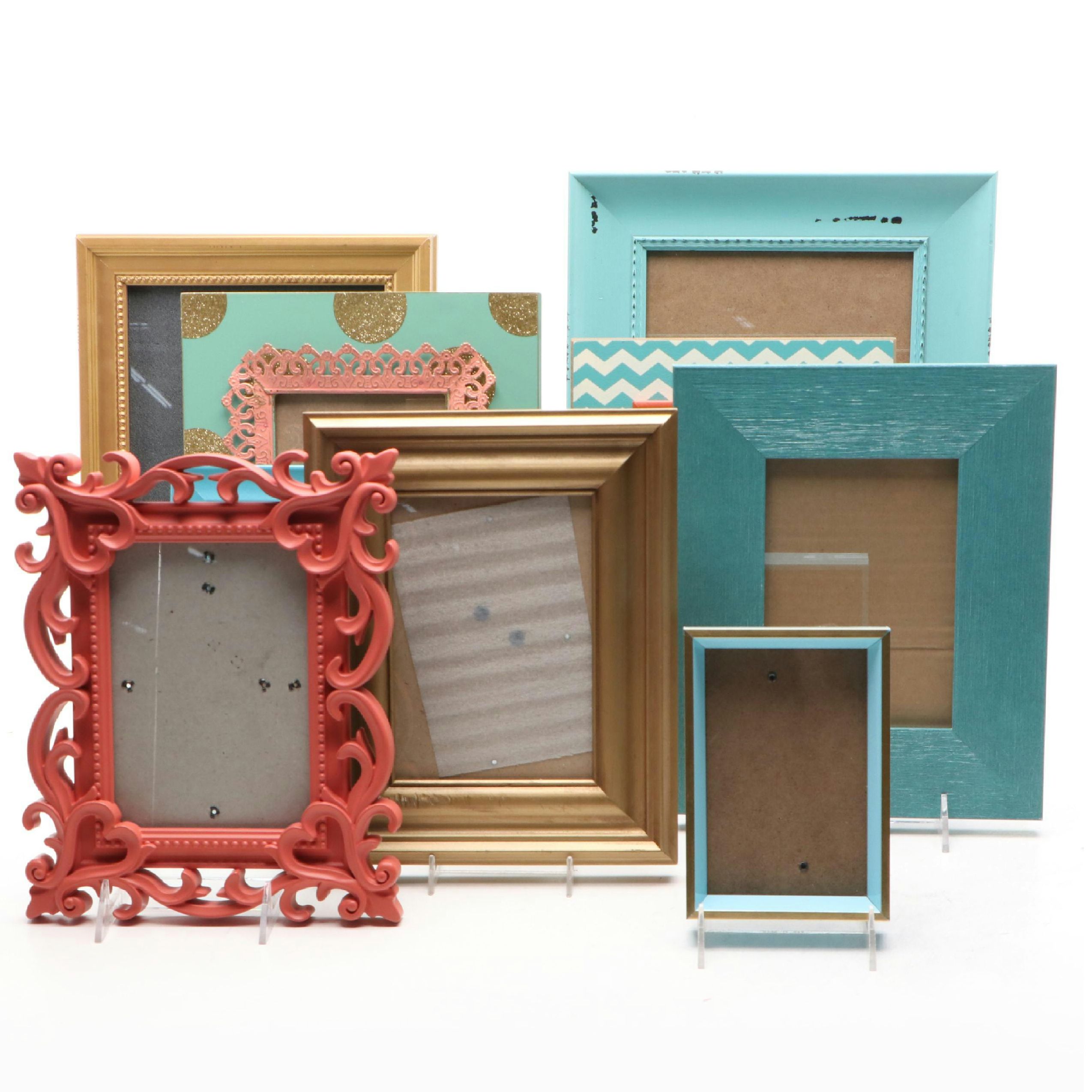 Contemporary Pink, Blue and Gold Finished Picture Frames