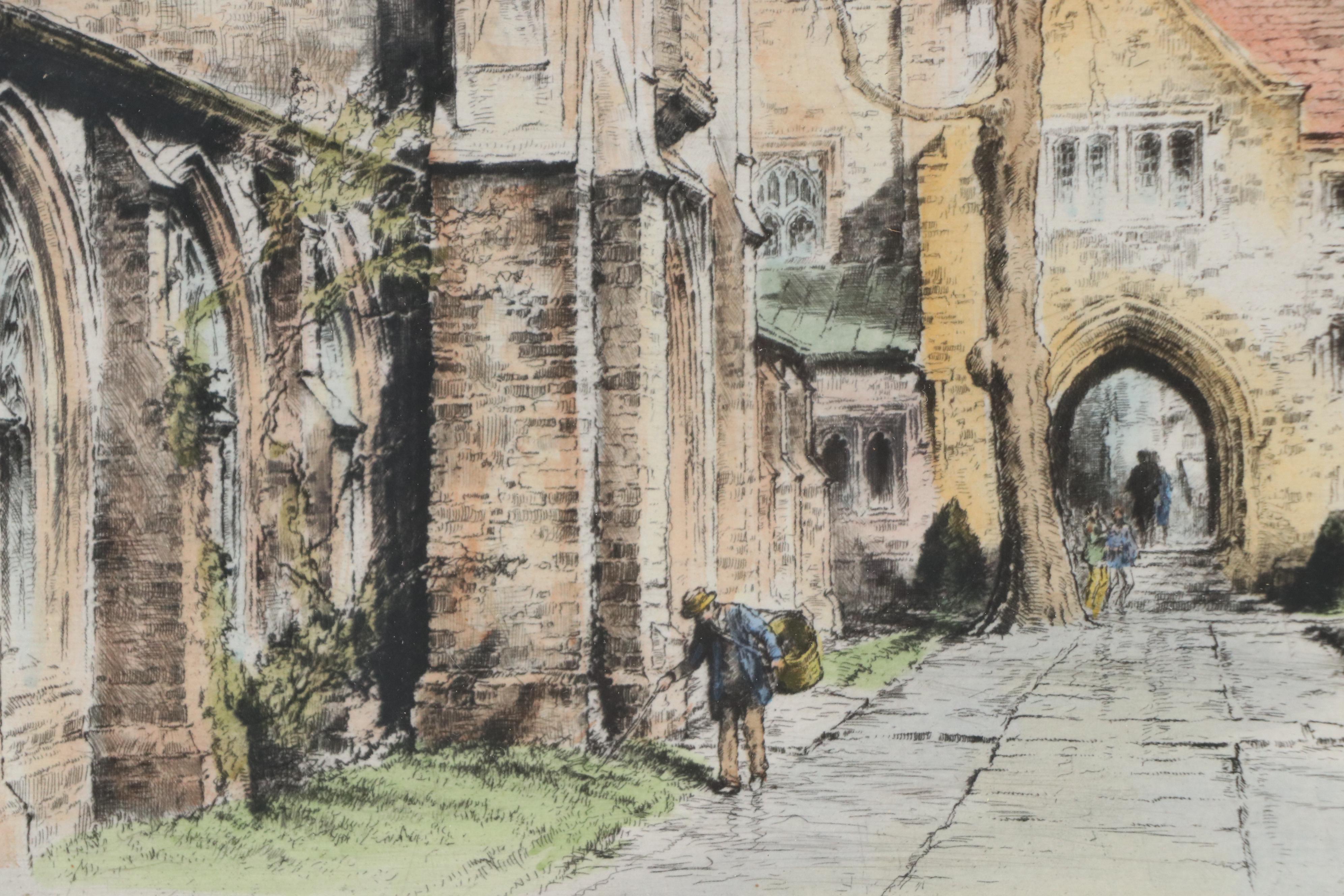 Paul Geissler Hand-Colored Etching of Madison Hall, Princeton University