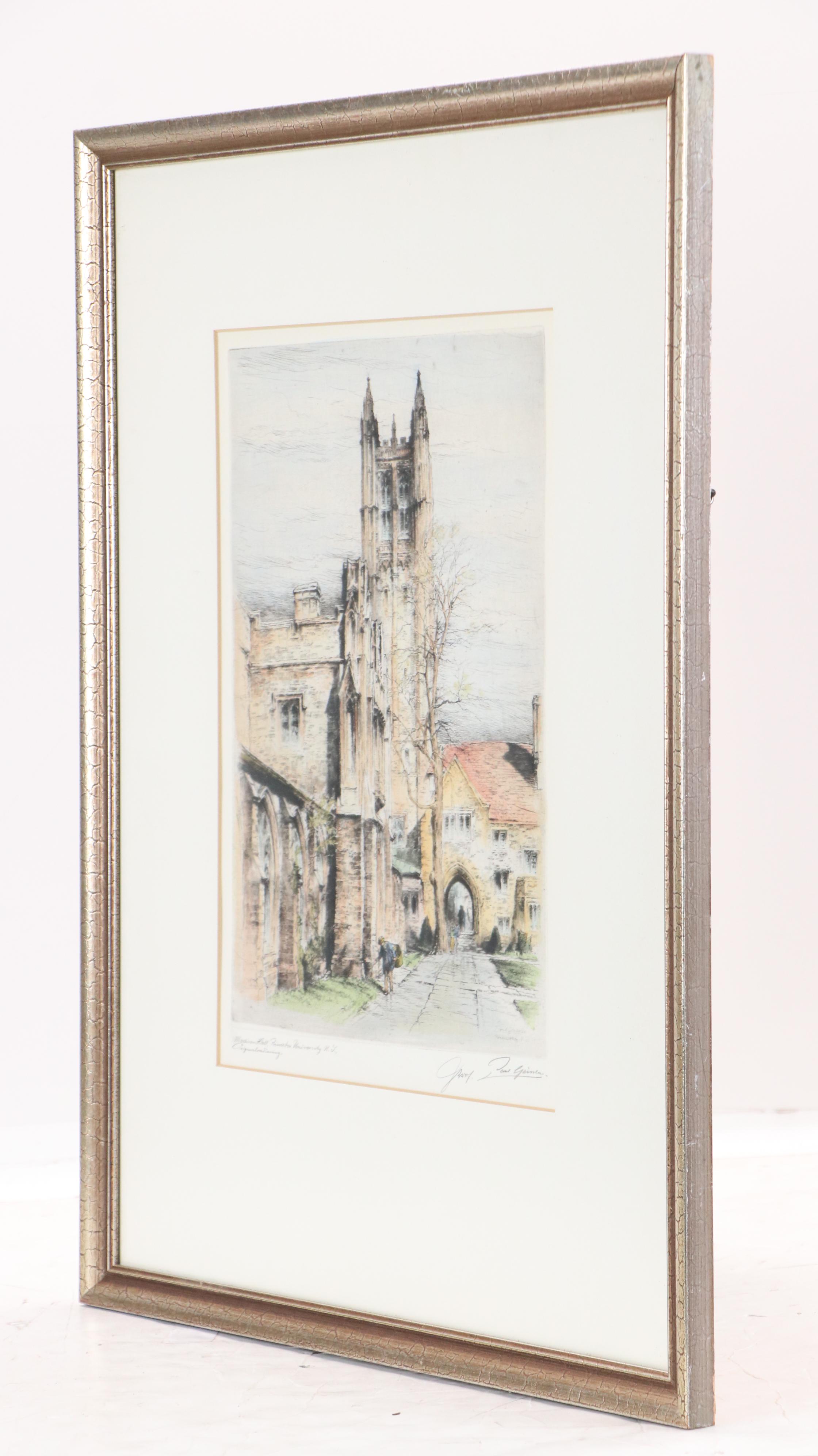 Paul Geissler Hand-Colored Etching of Madison Hall, Princeton University